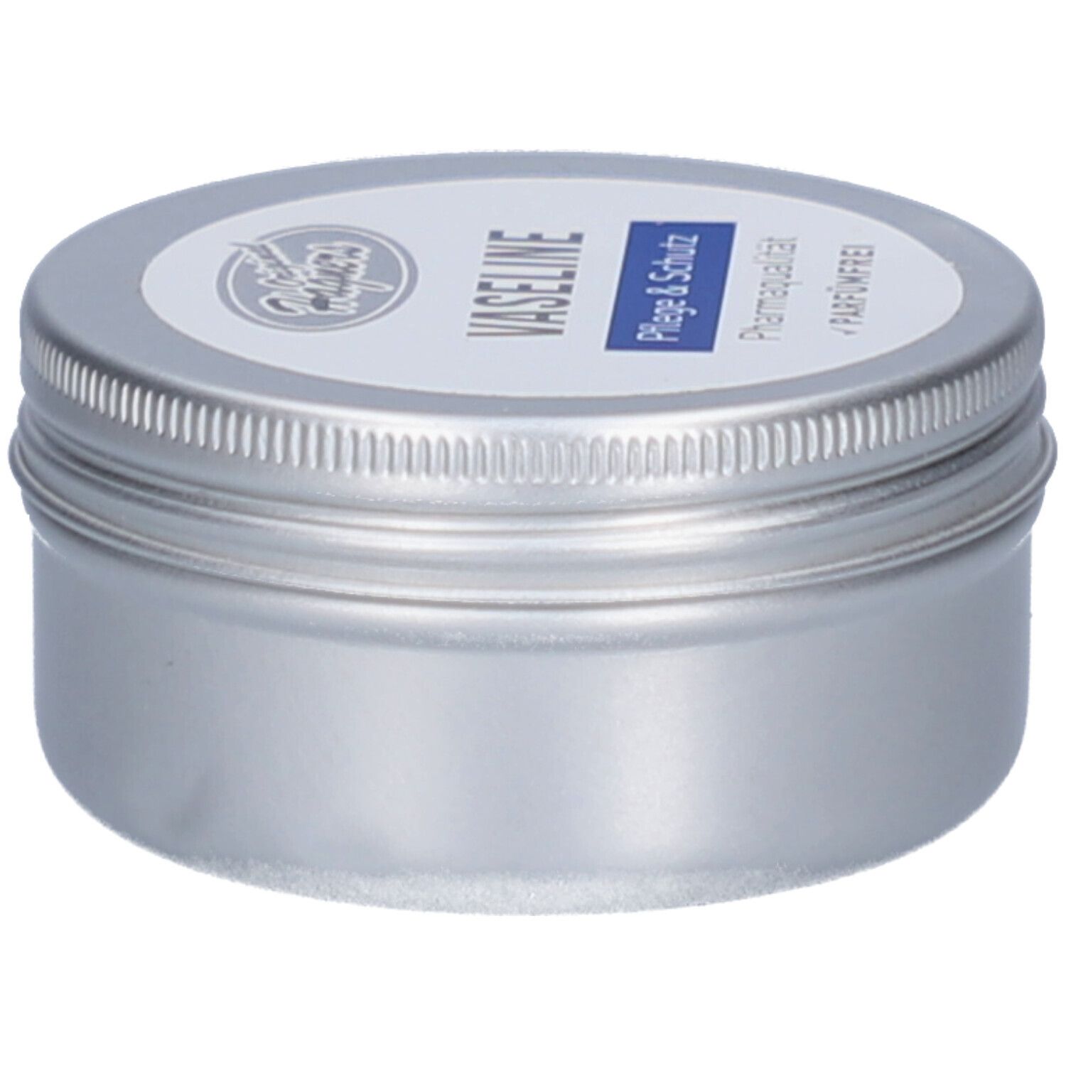 Runde Dose mit Schraubverschluss. Auf dem Deckel steht "Vaseline" und "Pflege & Schutz".