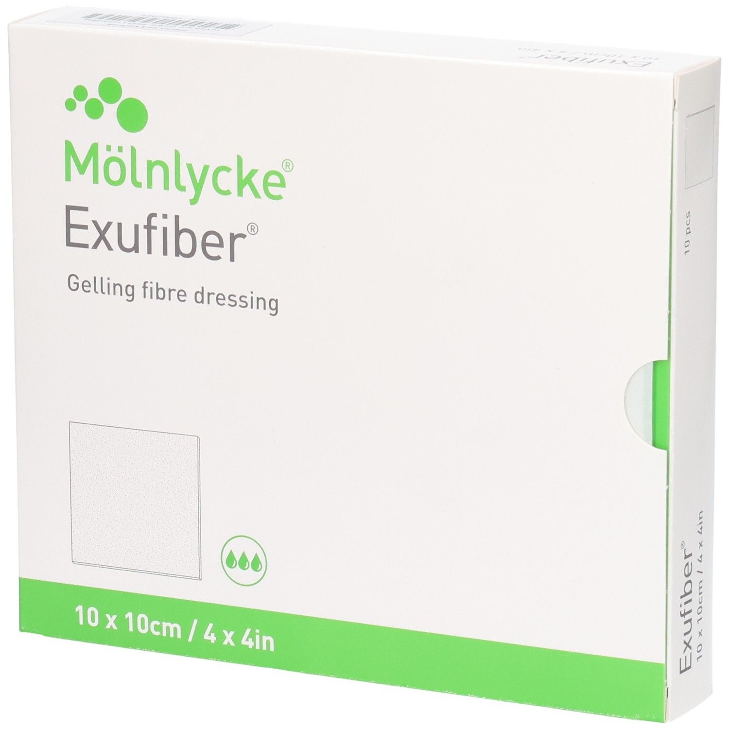 Exufiber 10x10 cm Gel-Faserverband 10 St Verband