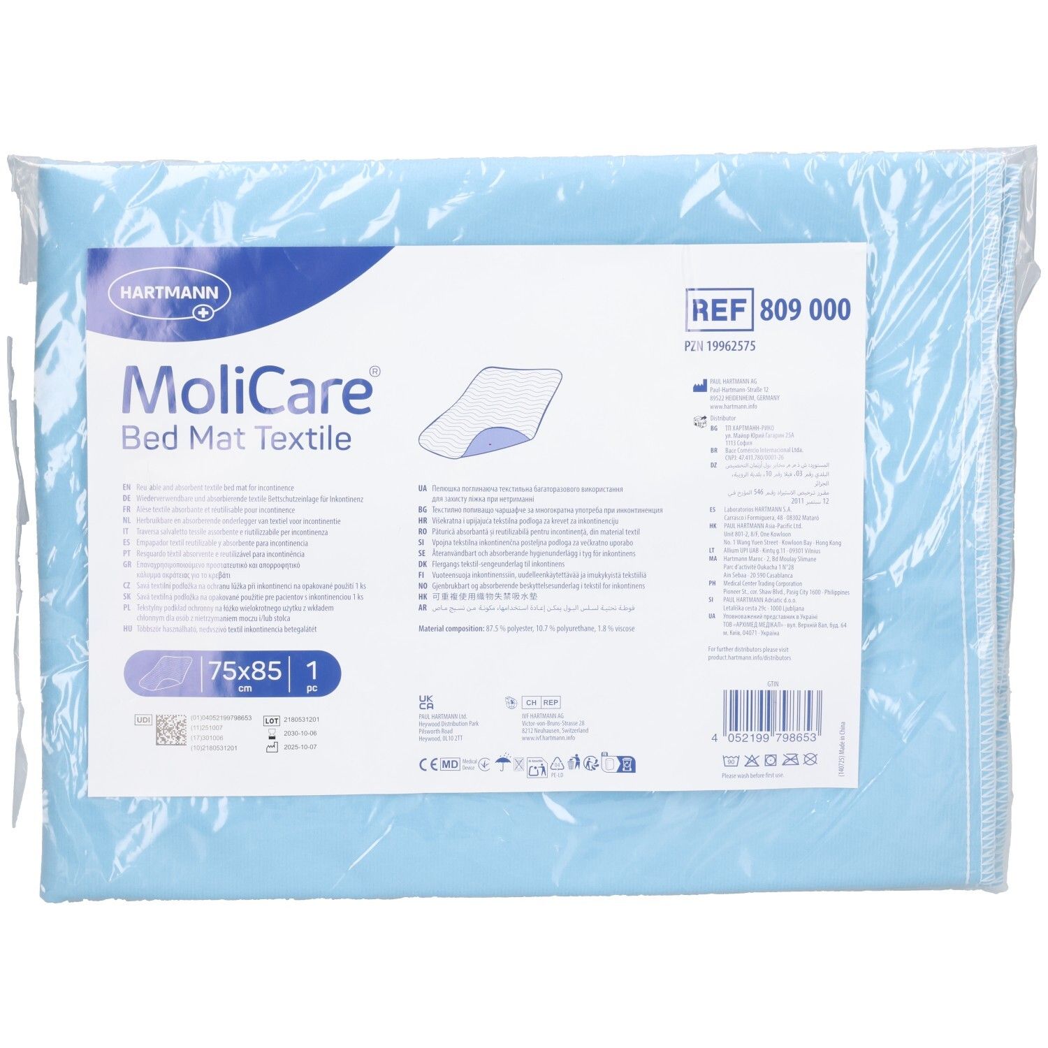 Molicare Bed Mat Textile 75x85 cm ohne Flügel 1 St Einlagen