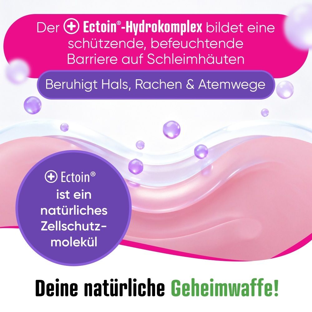 Darstellung des Ectoin-Hydrokomplex als schützende Barriere im Mund- und Rachenraum.