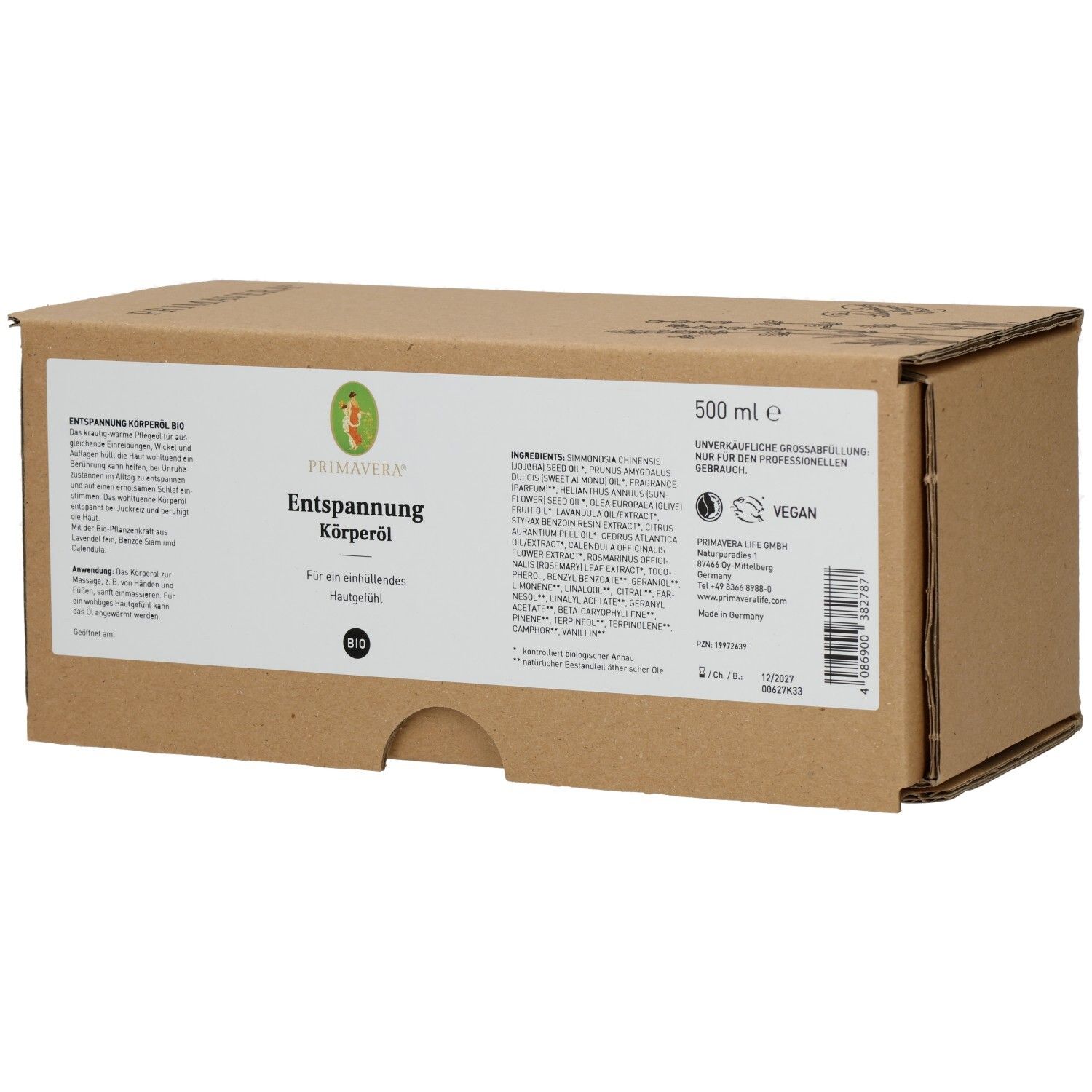 Entspannung Körperöl Bio 500 ml Körperpflege