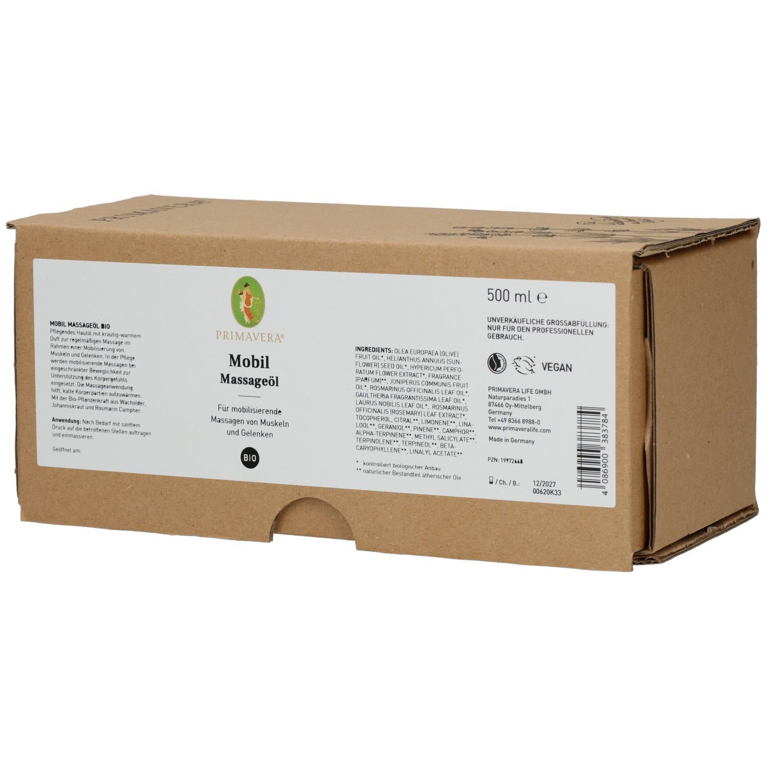 Mobil Massageöl Bio 500 ml Öl