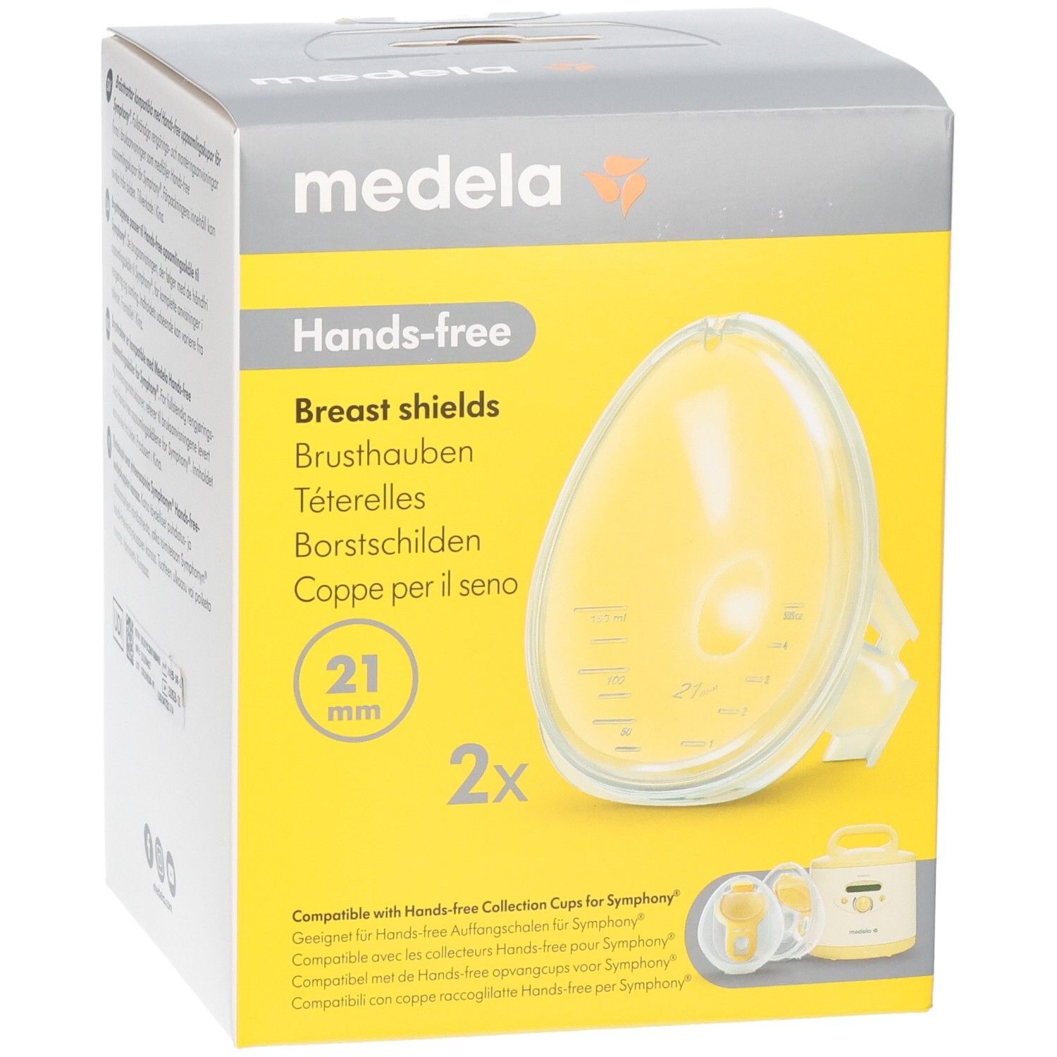 Medela Hands-free Brusthauben 21 mm, 2 Stück im Karton. Kompatibel mit Symphony Kollektionstassen.