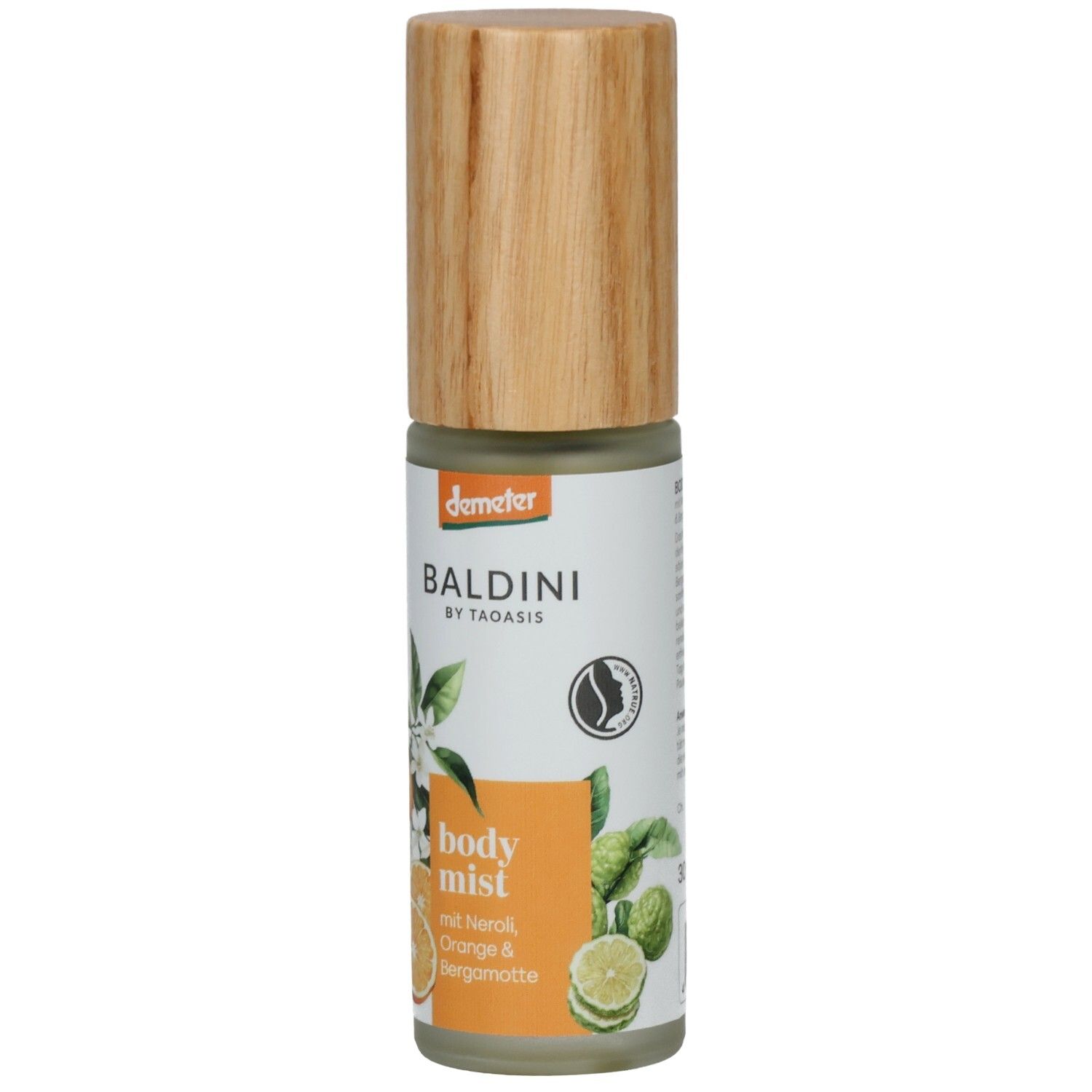 BALDINI Neroli & Orange Body Mist mit Holzdeckel. Demeter-zertifiziert.