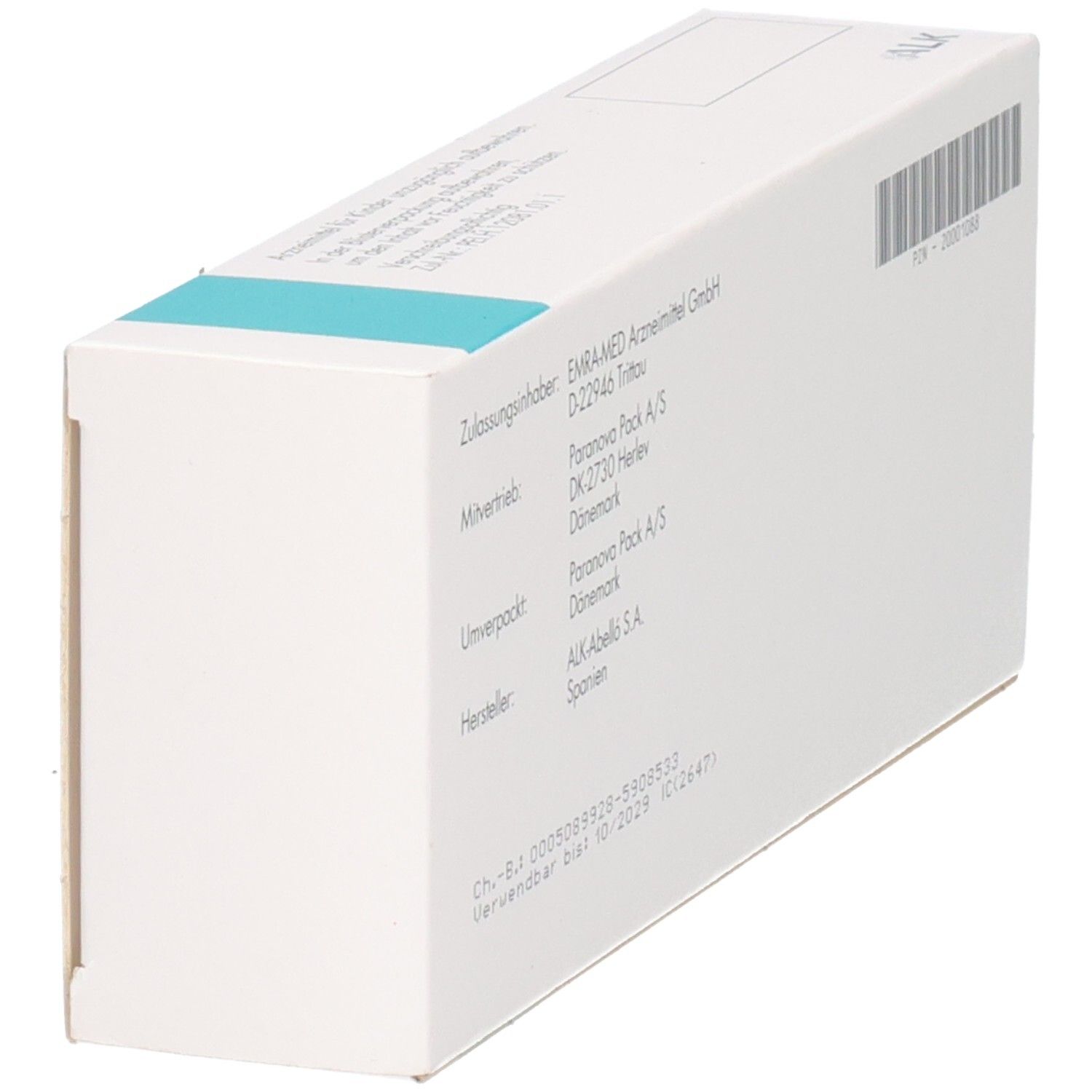 ITULAZAX Karton, Seitenansicht mit blauen Akzenten und Produktinformationen.