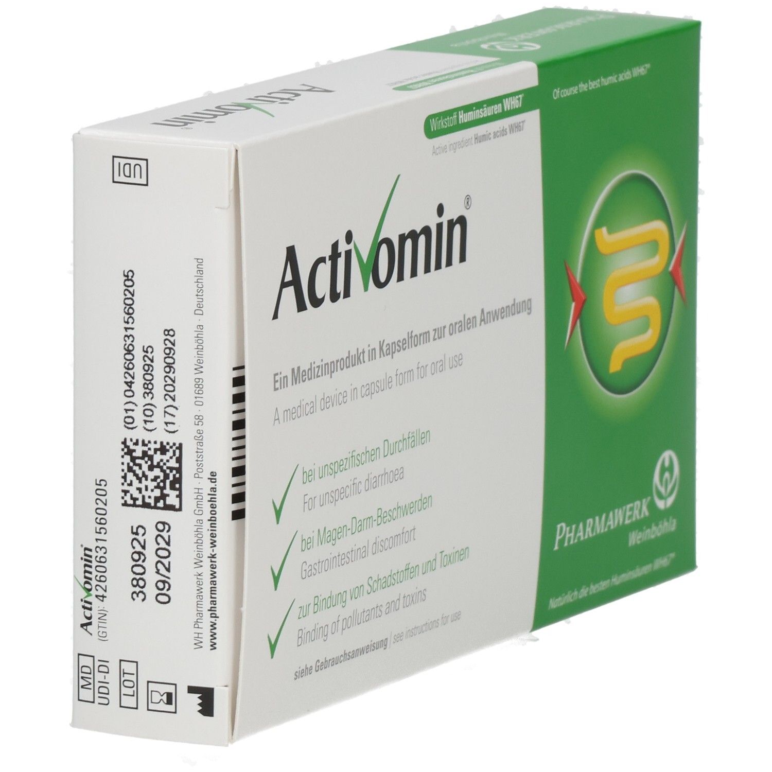 Activomin Kapseln: Medizinprodukt in Kapselform zur oralen Anwendung bei unspezifischen Durchfällen.