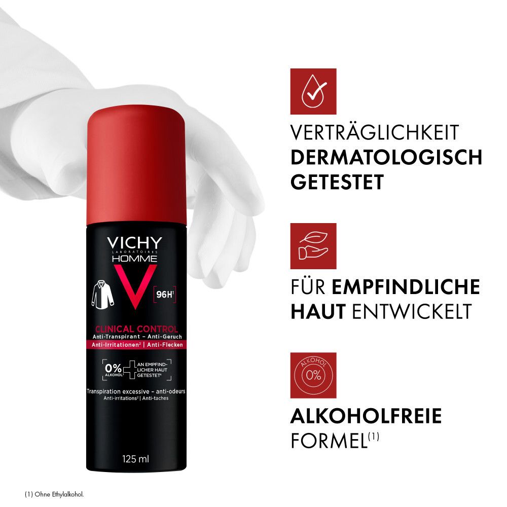 Frau im weißen Kittel. Text: Nr. 1 Deodorants in europäischen Ländern. Vichy Logo.