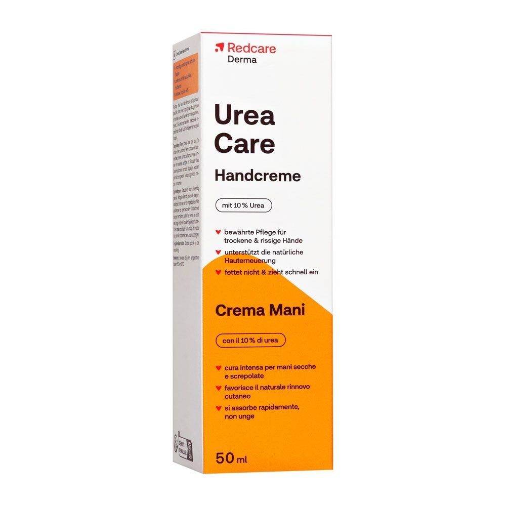 Verpackung der Redcare Derma Urea Care Handcreme mit 10% Urea.