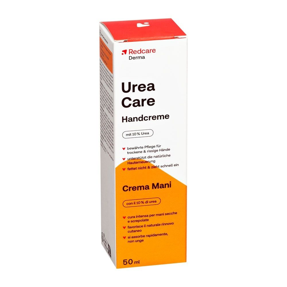 Verpackung der Redcare Derma Urea Care Handcreme mit 10% Urea.