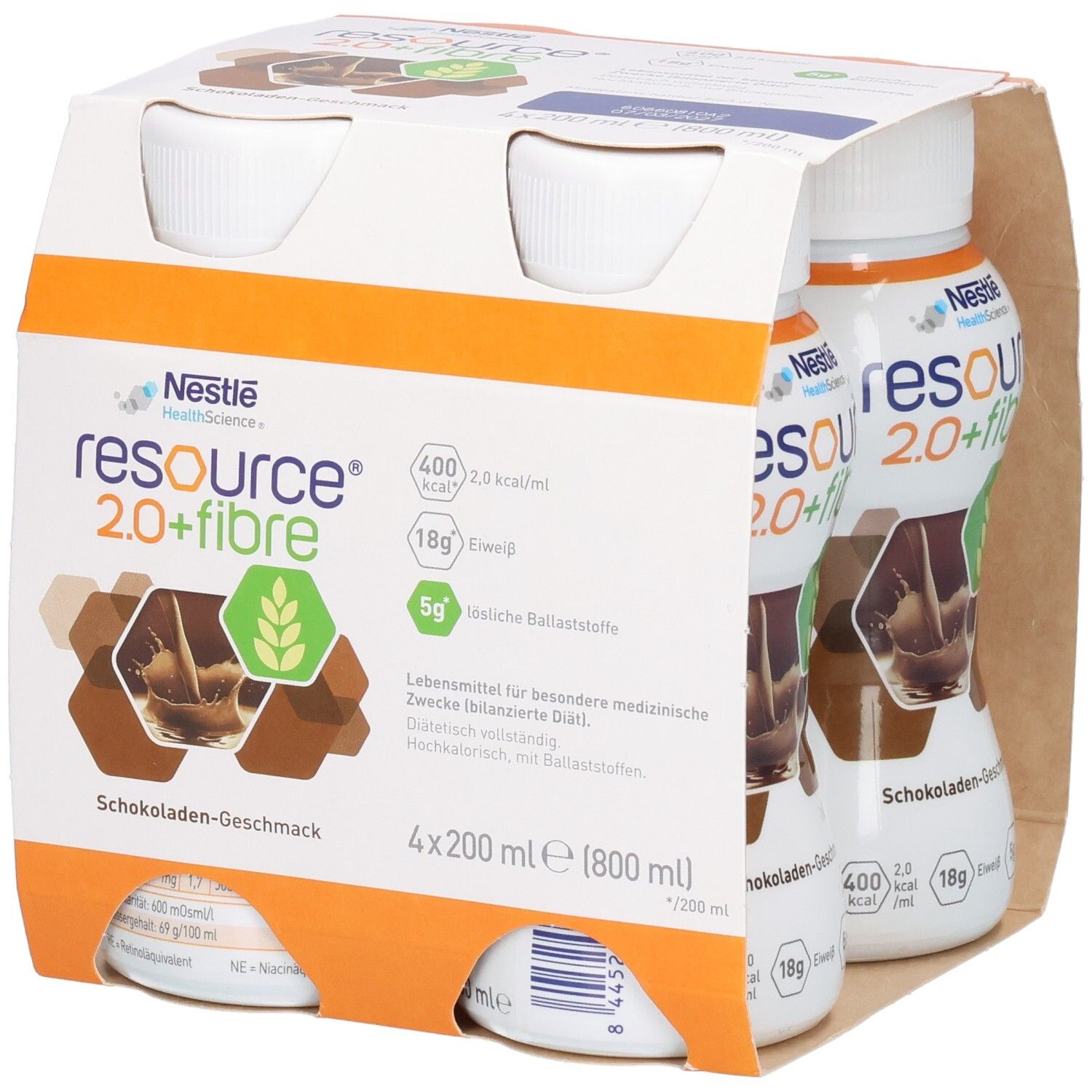 Resource 2.0+fibre Schokolade 4x200 ml Flüssigkeit