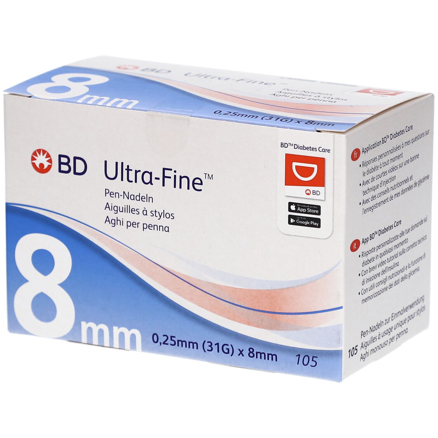BD Ultra-Fine Pen-Nadeln 8 mm 31 G 0,25 105 St Kanüle