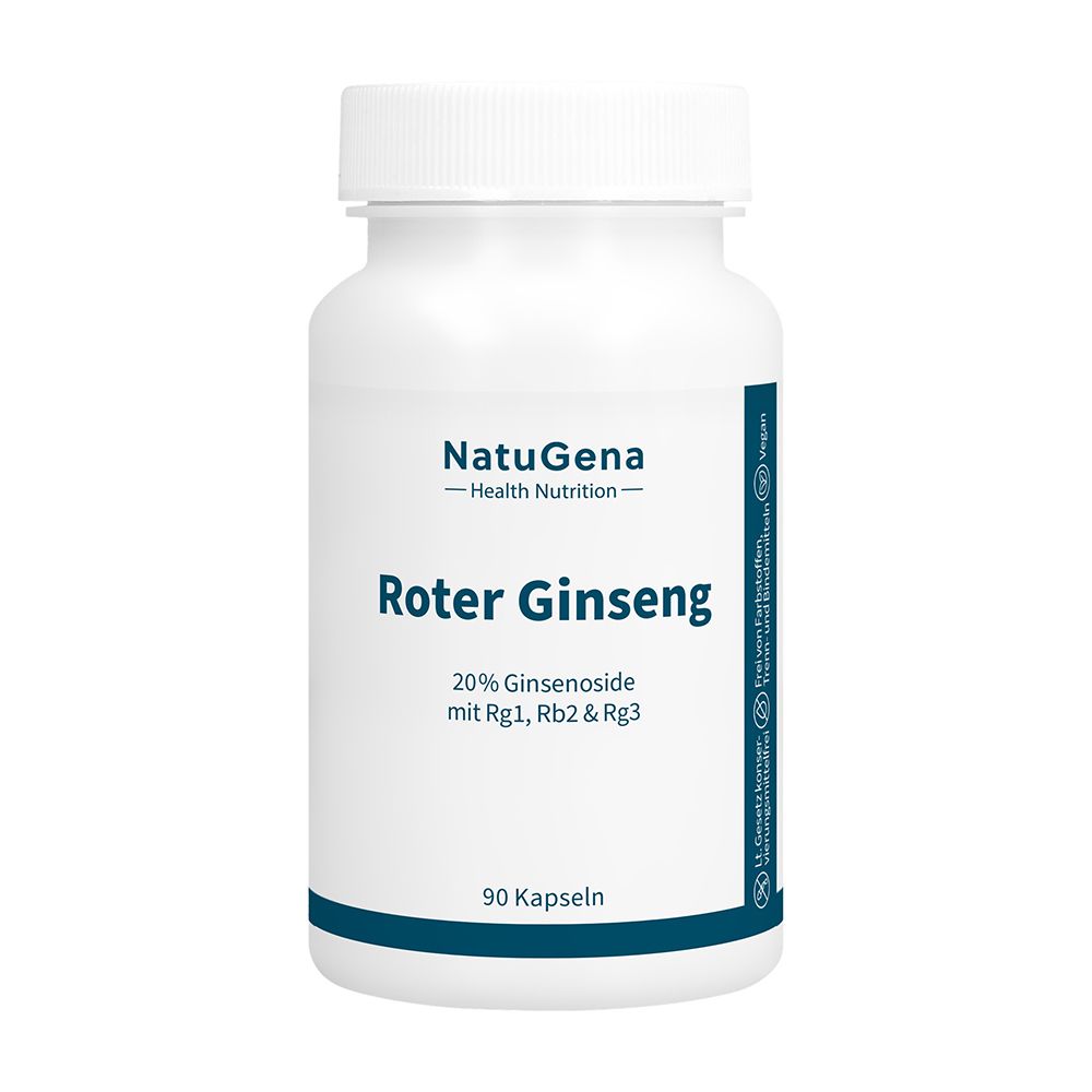 Roter Panax Ginseng 20% Ginsenoside vegan Kapseln 90 St