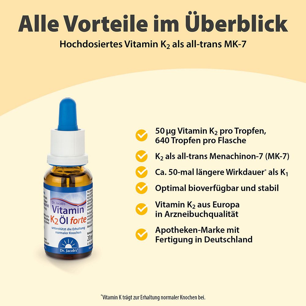 VITAMIN K2 ÖL forte 200µg all-trans MK7 Dr.Jac.FLE