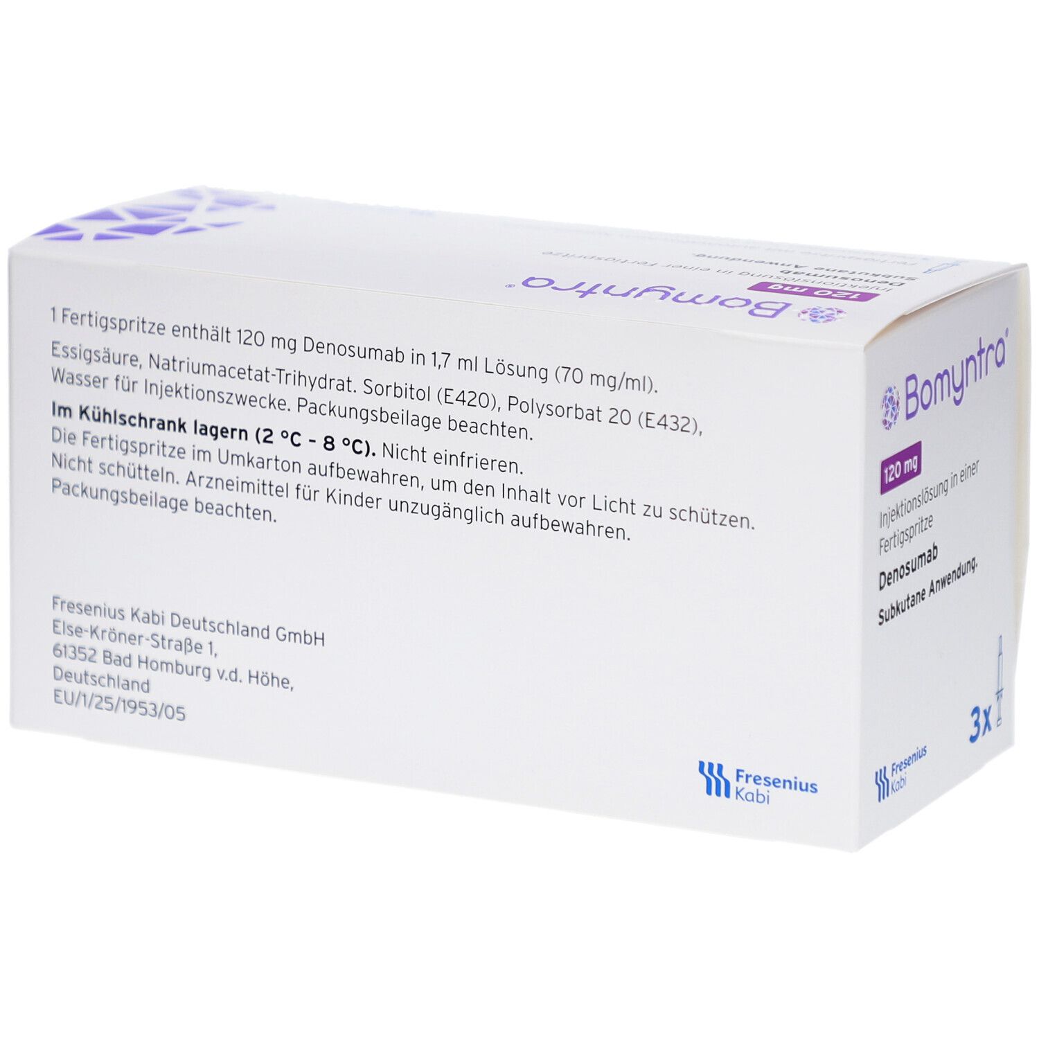 Rückseite der Bomyntra-Schachtel. Text: Inhaltsstoffe, Lagerungshinweise, Herstellerinformationen.