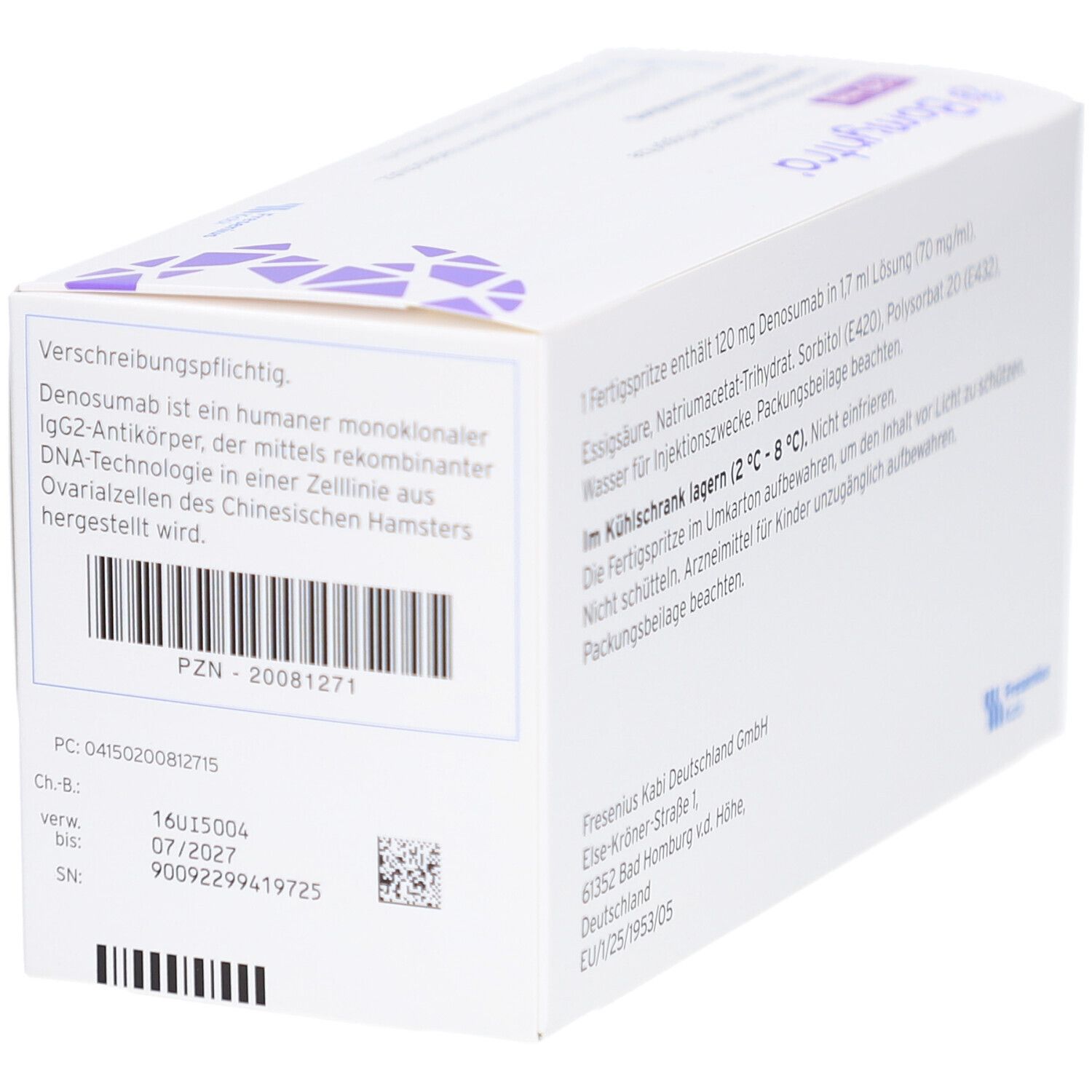 Rückseite der Bomyntra-Schachtel. Text: Verschreibungspflichtig, PZN-Code, Herstelleradresse.