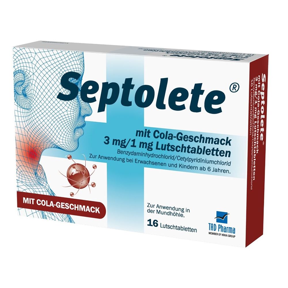Septolete m.Cola-Geschmack 3mg/1mg Lutschtabletten 16 St