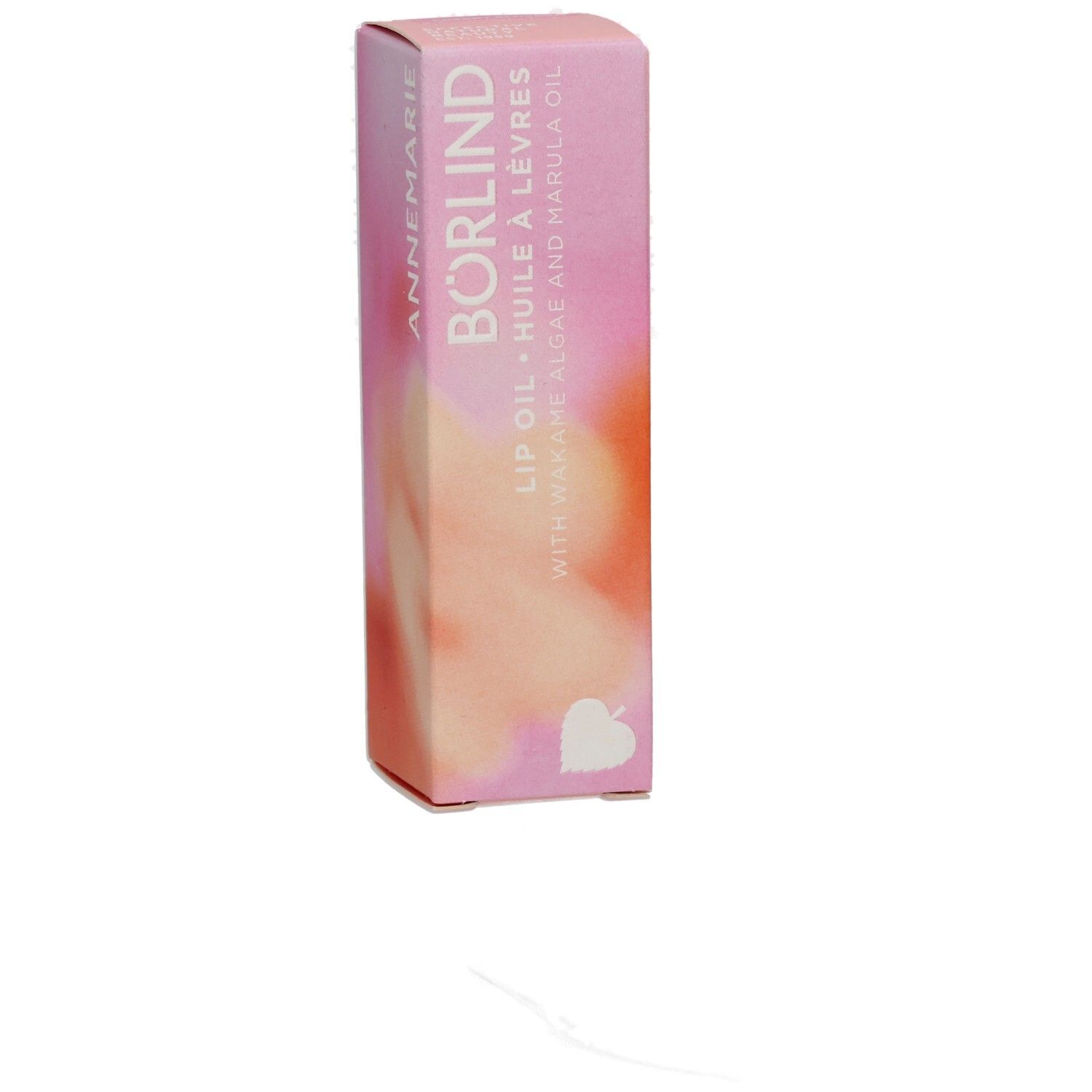 ANNEMARIE BÖRLIND Lip Oil Verpackung, rosa mit Farbverlauf und Produktbezeichnung.