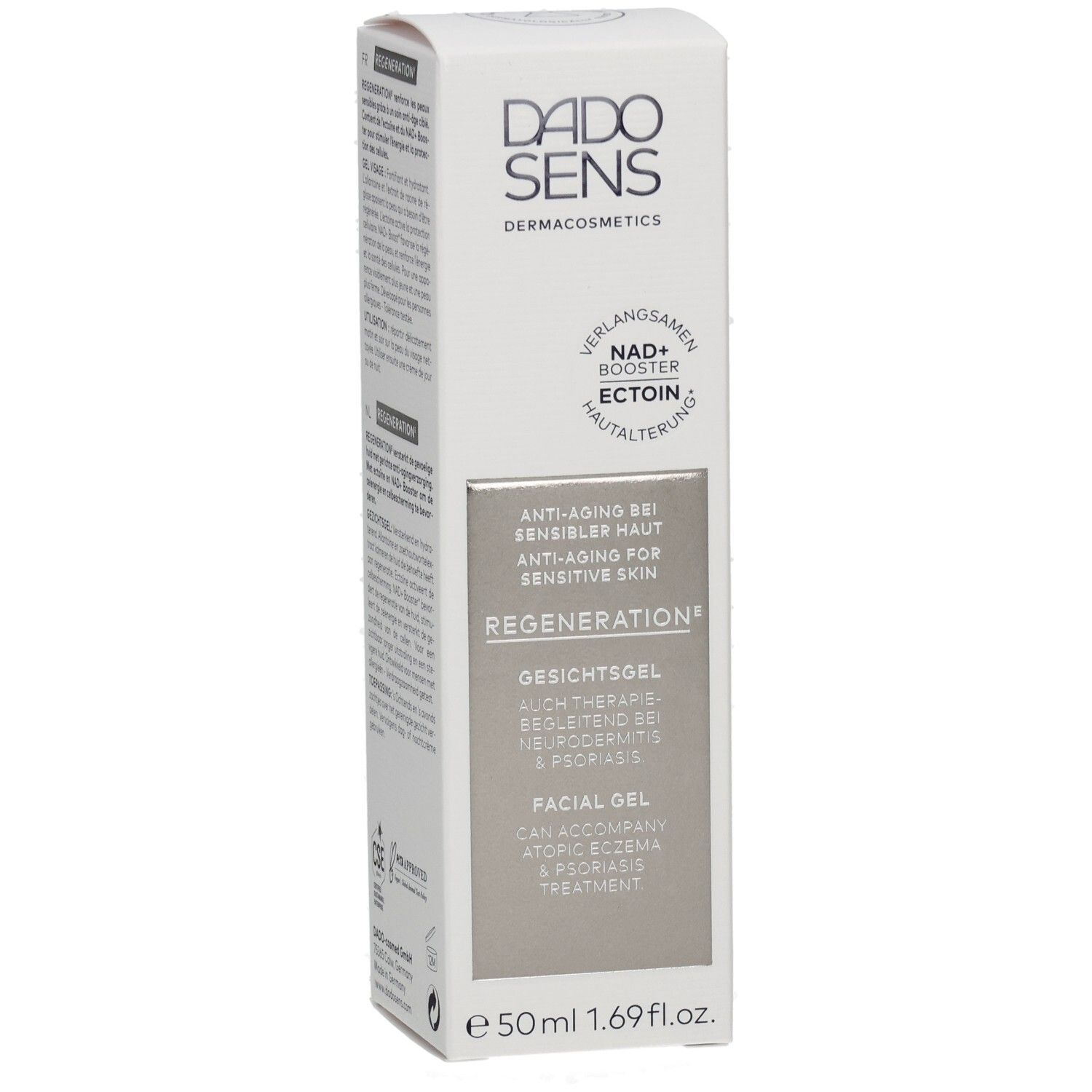 DADOSENS Regeneration E Gesichtsgel Faltschachtel, 50ml. Anti-Aging für sensible Haut.