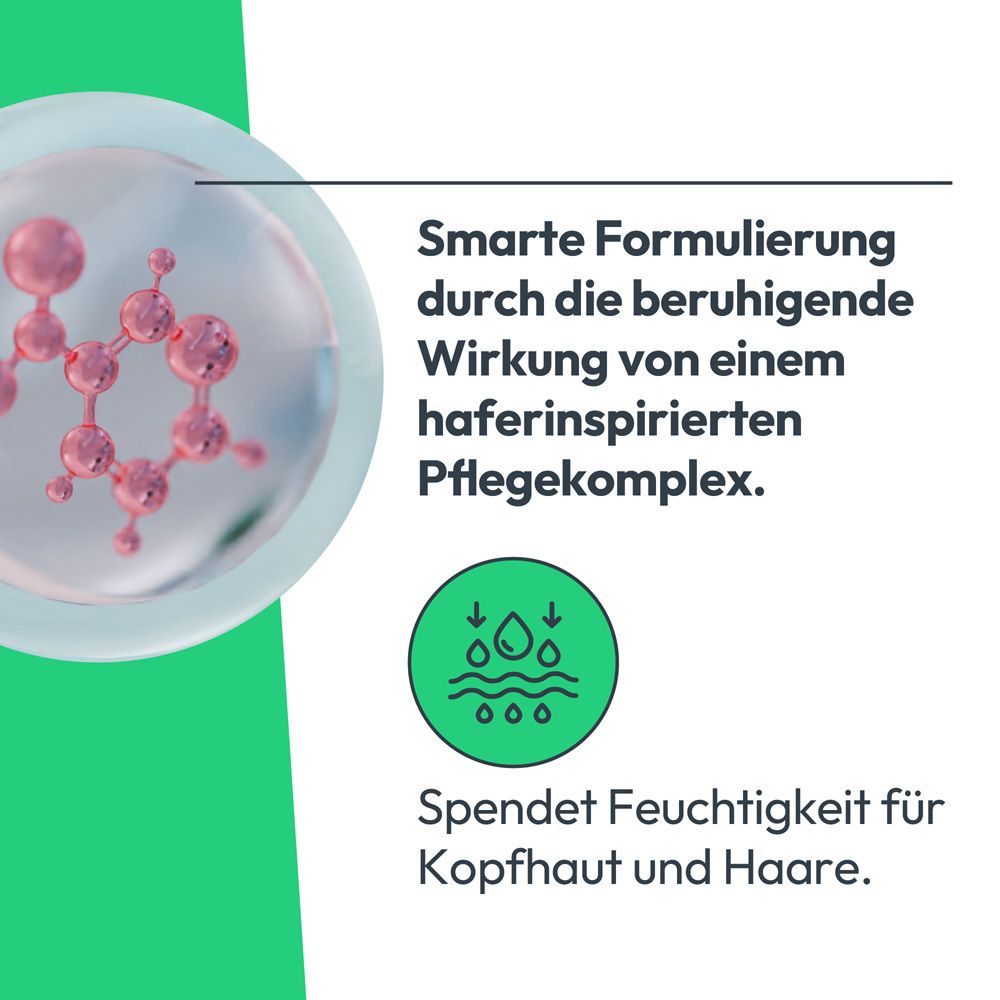Grafik. Smarte Formulierung durch beruhigende Wirkung eines haferinspirierten Pflegekomplexes. Spendet Feuchtigkeit.