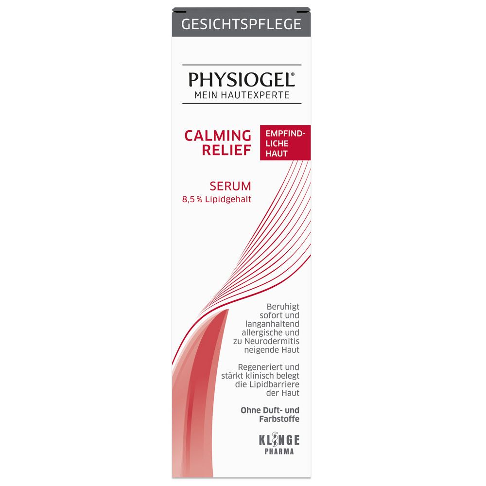 Verpackung des PHYSIOGEL® Calming Relief Serums mit 8,5% Lipidgehalt.