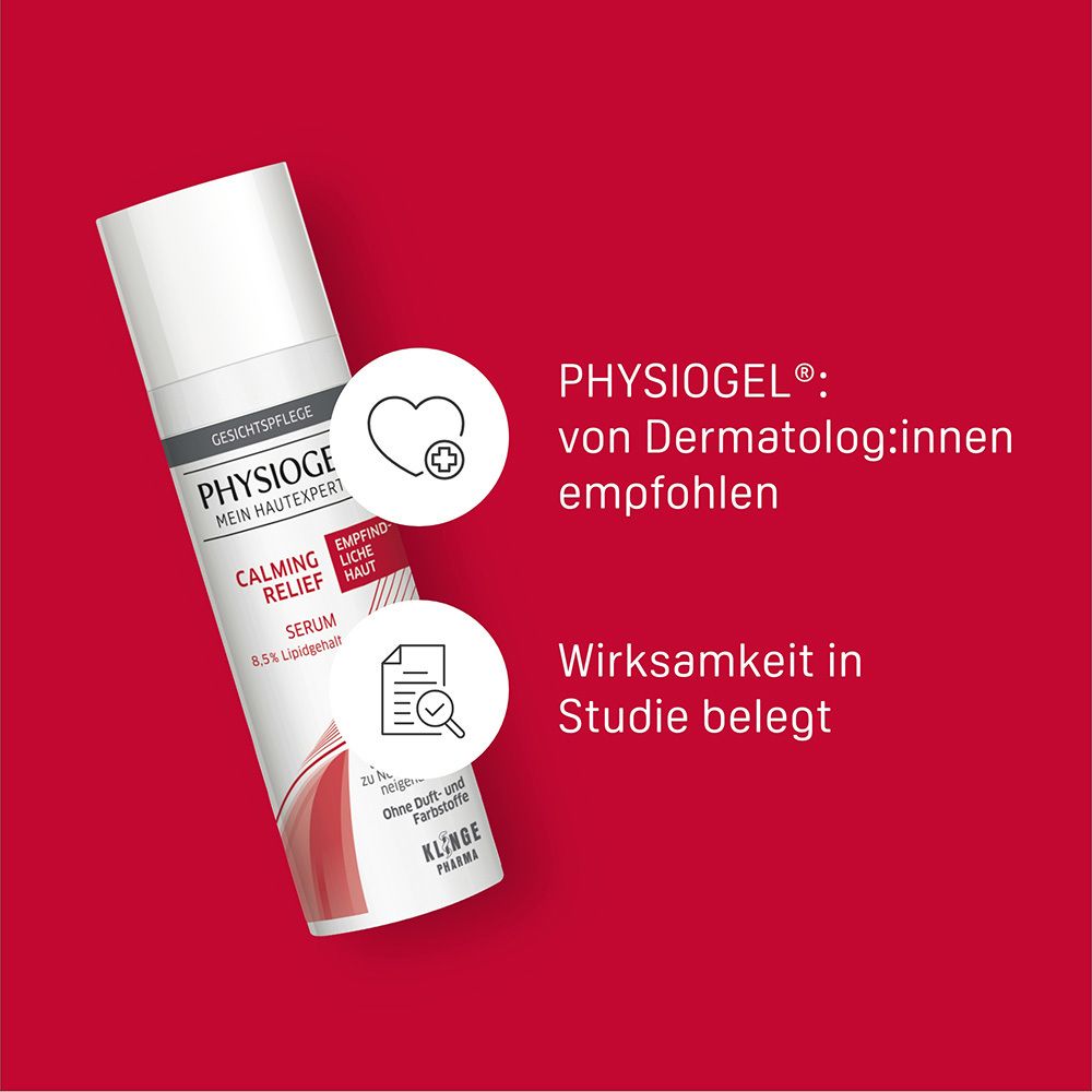 Flasche des Serums, empfohlen von Dermatologen, Wirksamkeit belegt.