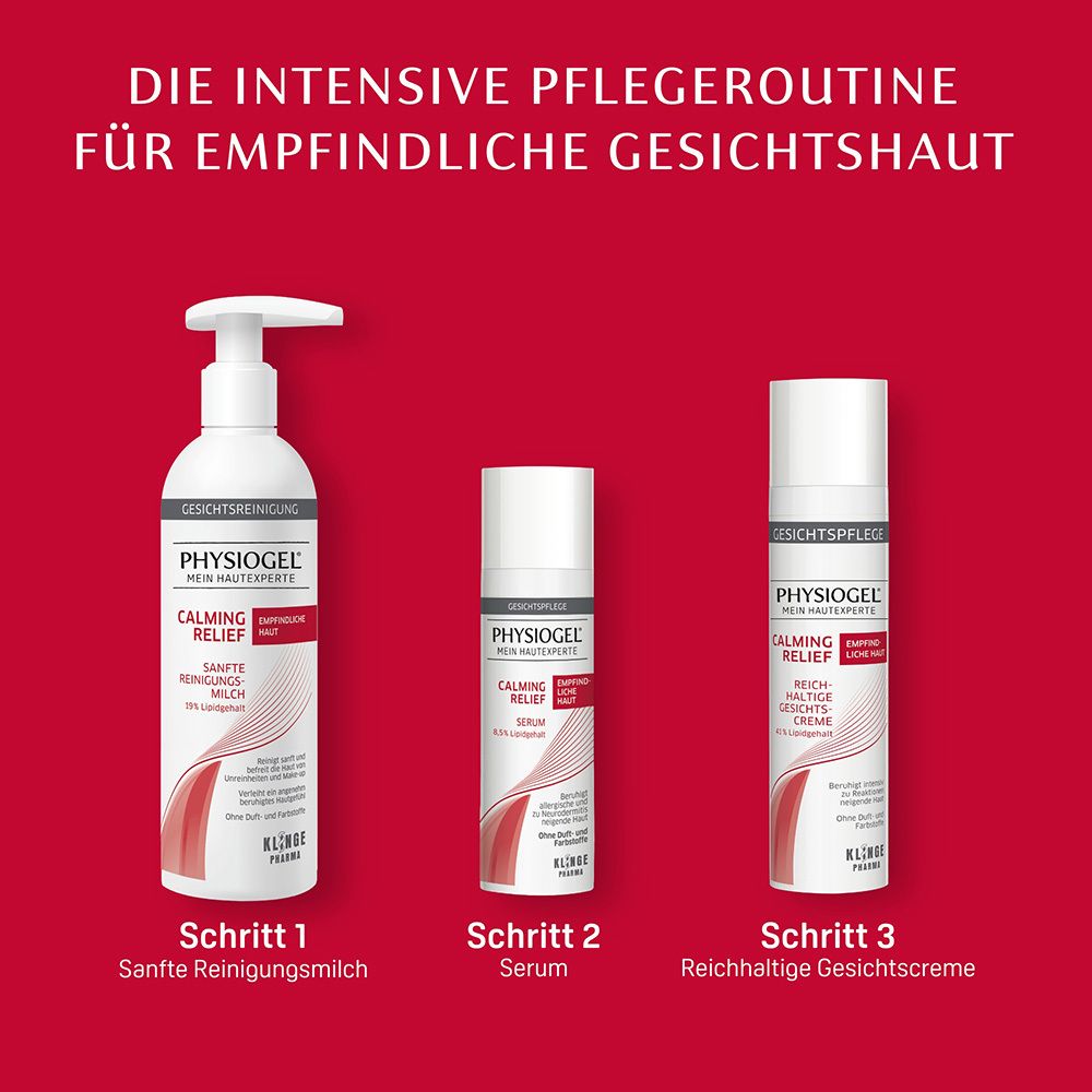 Intensive Pflege-Routine: Reinigungs Milch, Serum, reichhaltige Creme.