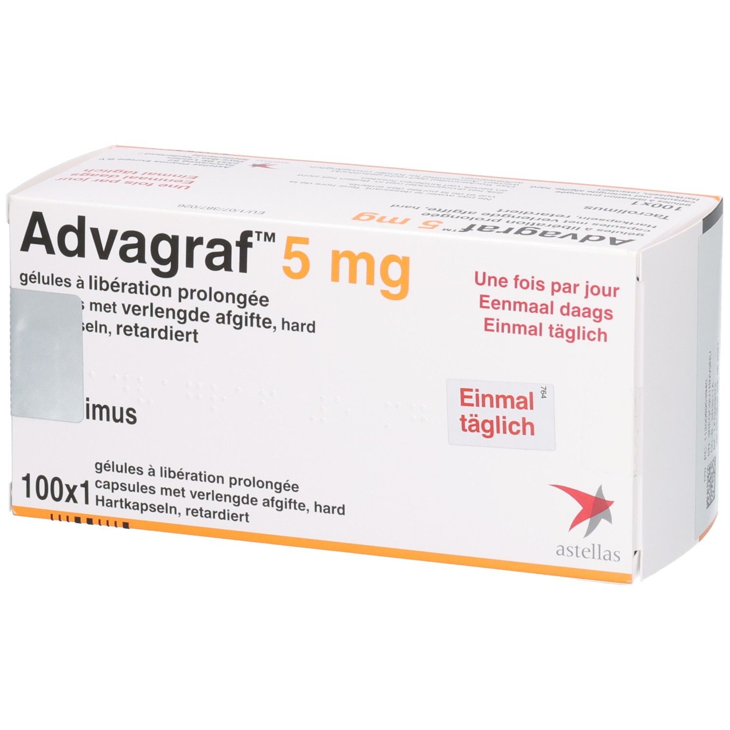 Advagraf 5 mg Hartkapseln retardiert Packung mit 100x1 Kapseln.