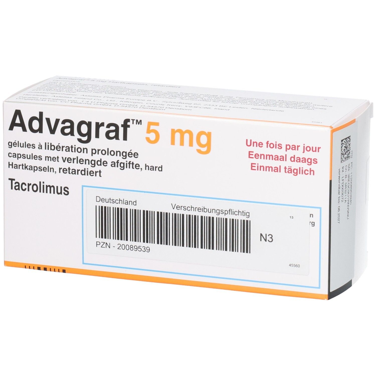 Advagraf 5 mg Hartkapseln retardiert Packung mit PZN 20089539.