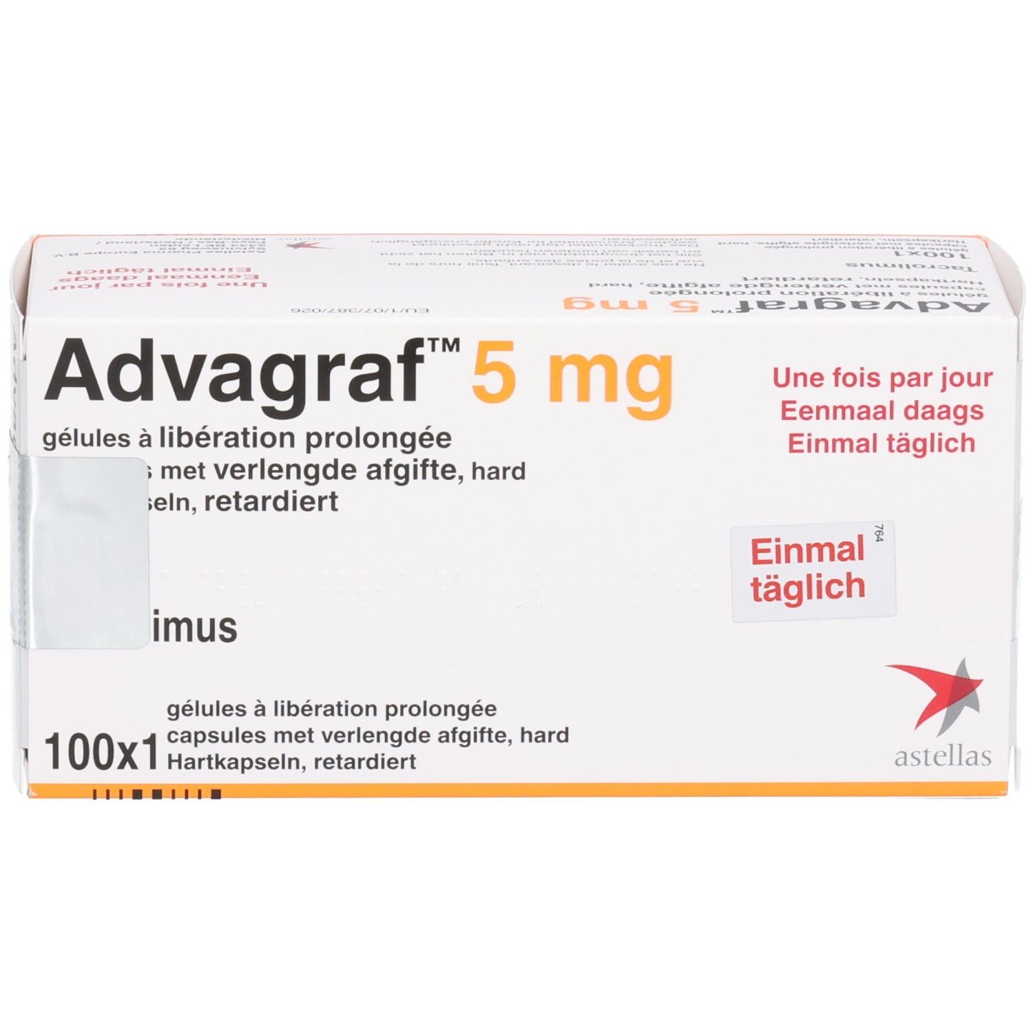 Advagraf 5 mg Hartkapseln retardiert Packung mit 100x1 Kapseln.