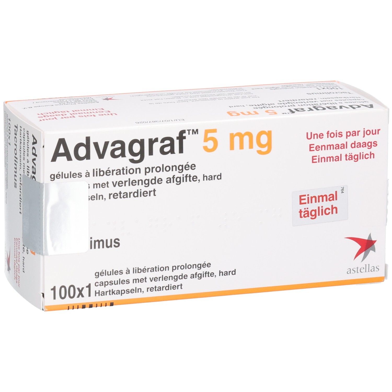 Advagraf 5 mg Hartkapseln retardiert Packung mit 100x1 Kapseln.