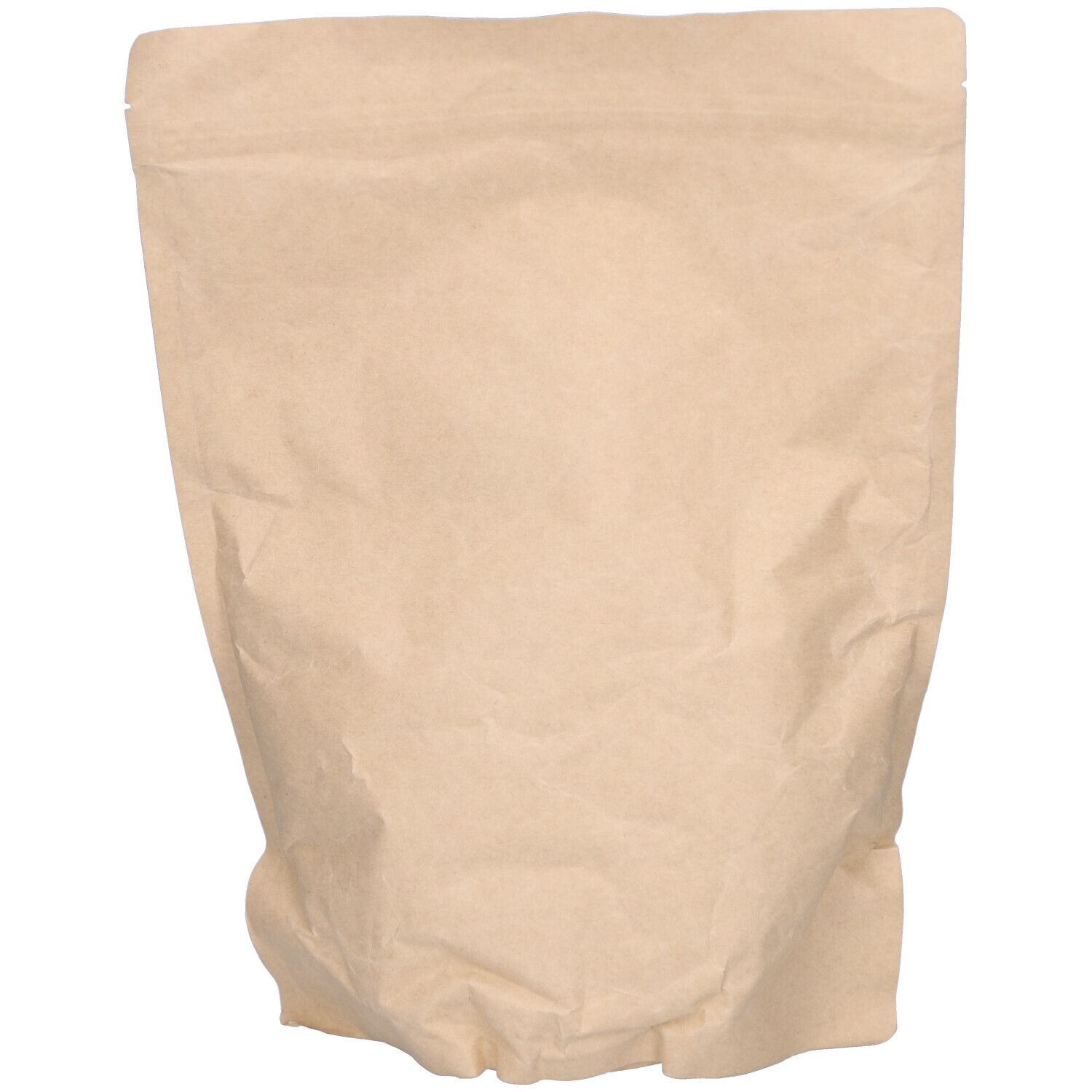 Brauner Papierbeutel mit Zip-Verschluss. Produktverpackung.