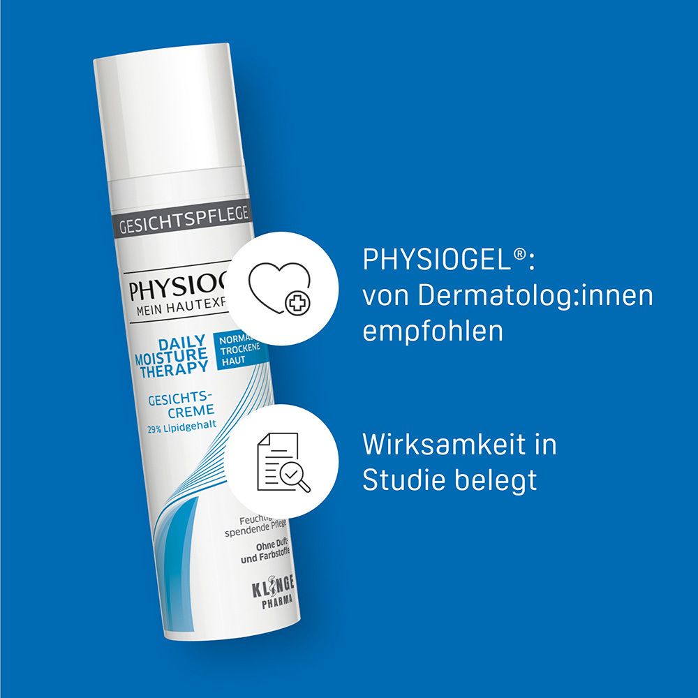 PHYSIOGEL Daily Moisture Therapy Gesichtscreme. Von Dermatologen empfohlen. Wirksamkeit in Studie belegt.