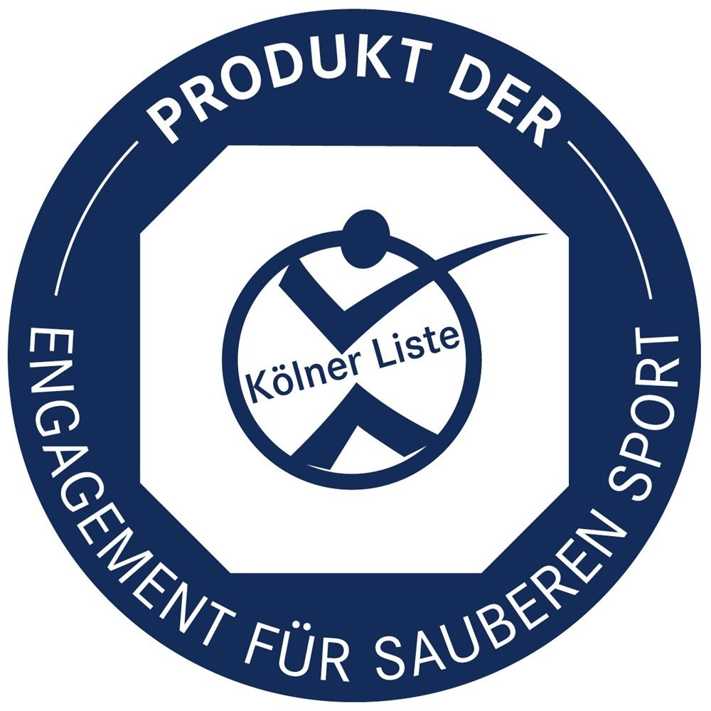 Siegel: Produkt der Kölner Liste – Engagement für sauberen Sport.