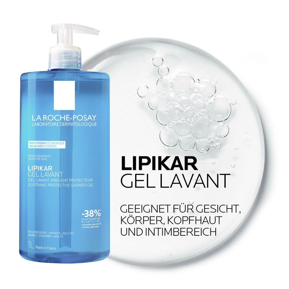 La Roche-Posay Lipikar Gel Lavant Flasche. Geeignet für Gesicht, Körper, Kopfhaut und Intimbereich.