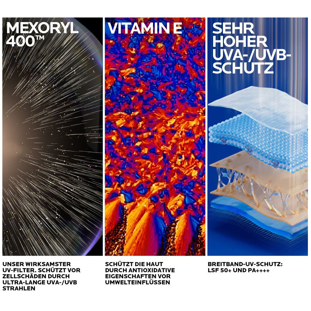 La Roche-Posay Anthelios UVsport: Mexoryl 400, Vitamin E, hoher UVA/UVB-Schutz.
