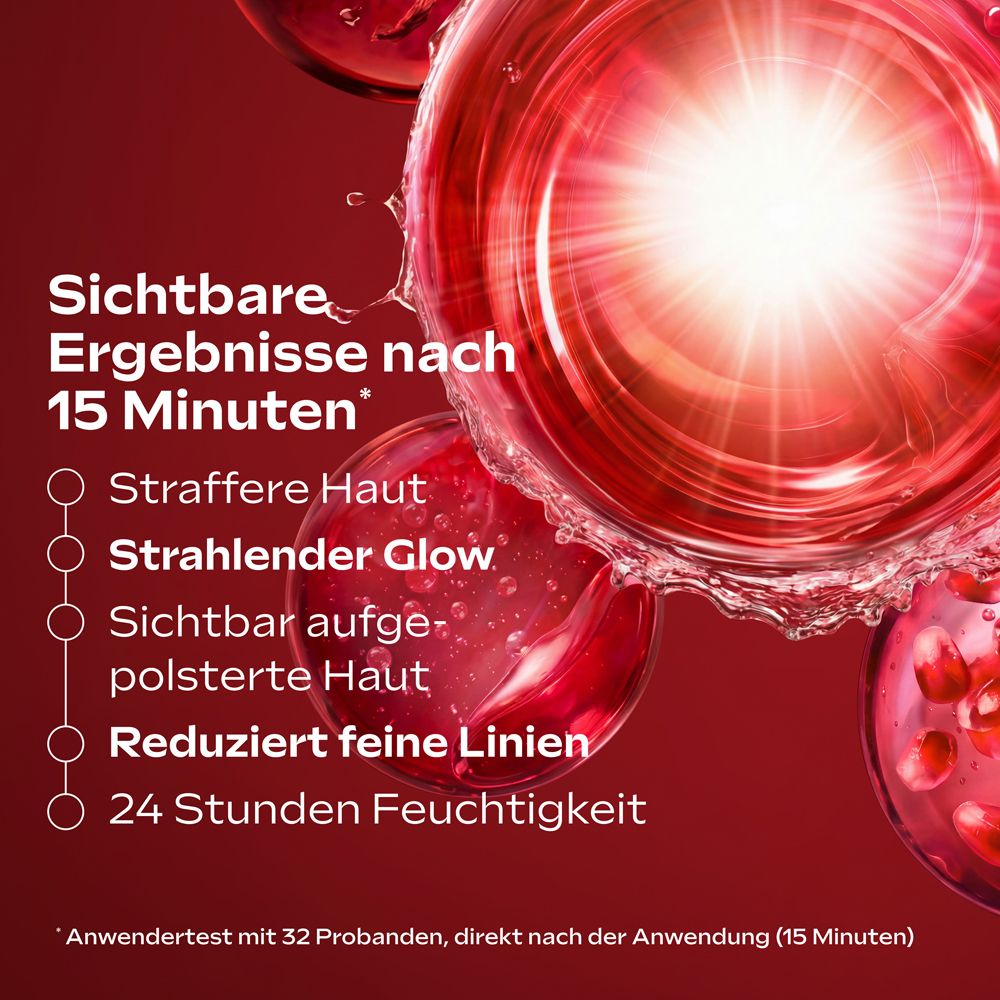 Abstrakte Darstellung von Granatapfel-Extrakten und der Wirkung der Weleda Maske auf die Haut.