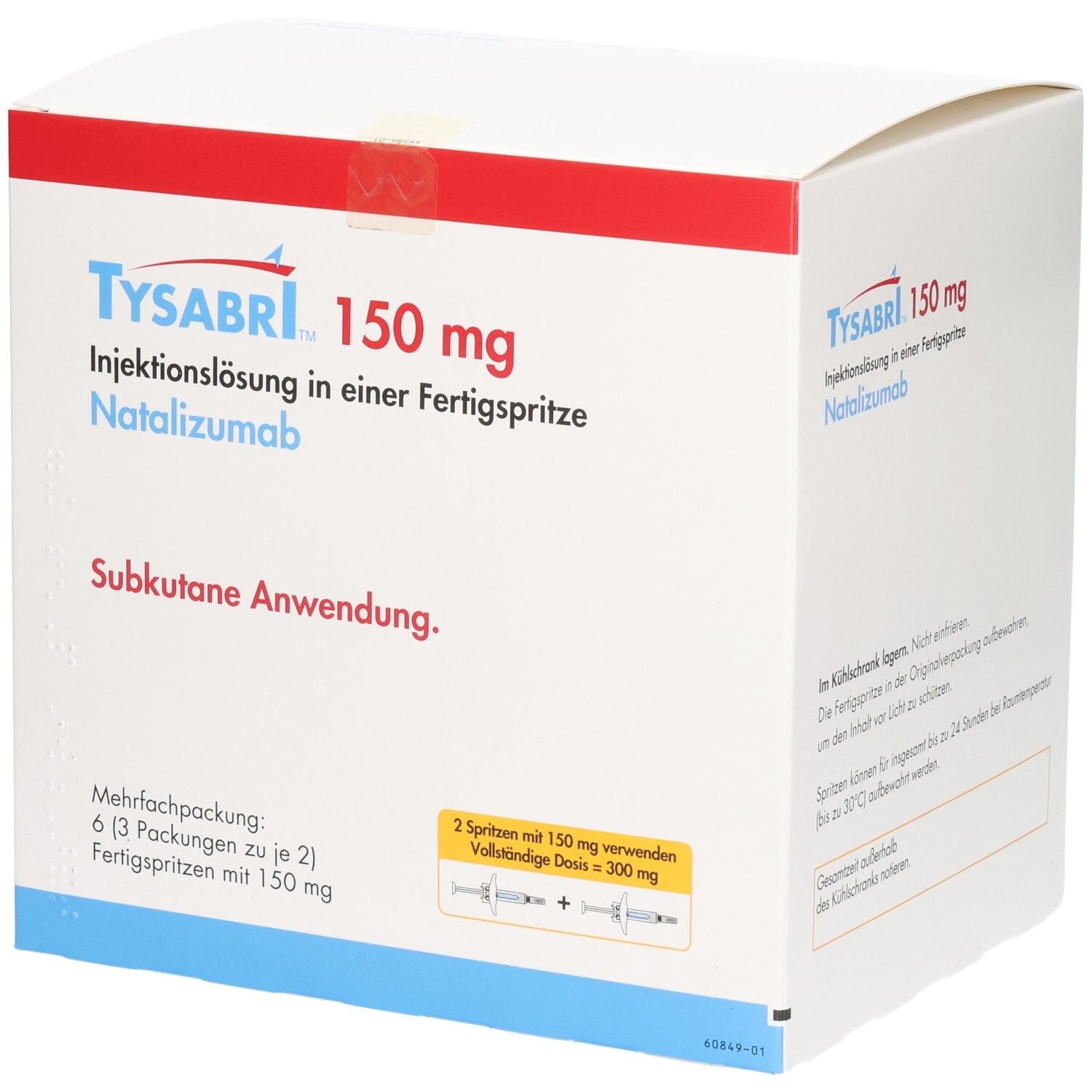 TYSABRI 150 mg Injektionslösung in einer Fertigspritze. Natalizumab. Subkutane Anwendung. Mehrfachpackung: 6 Fertigspritzen.