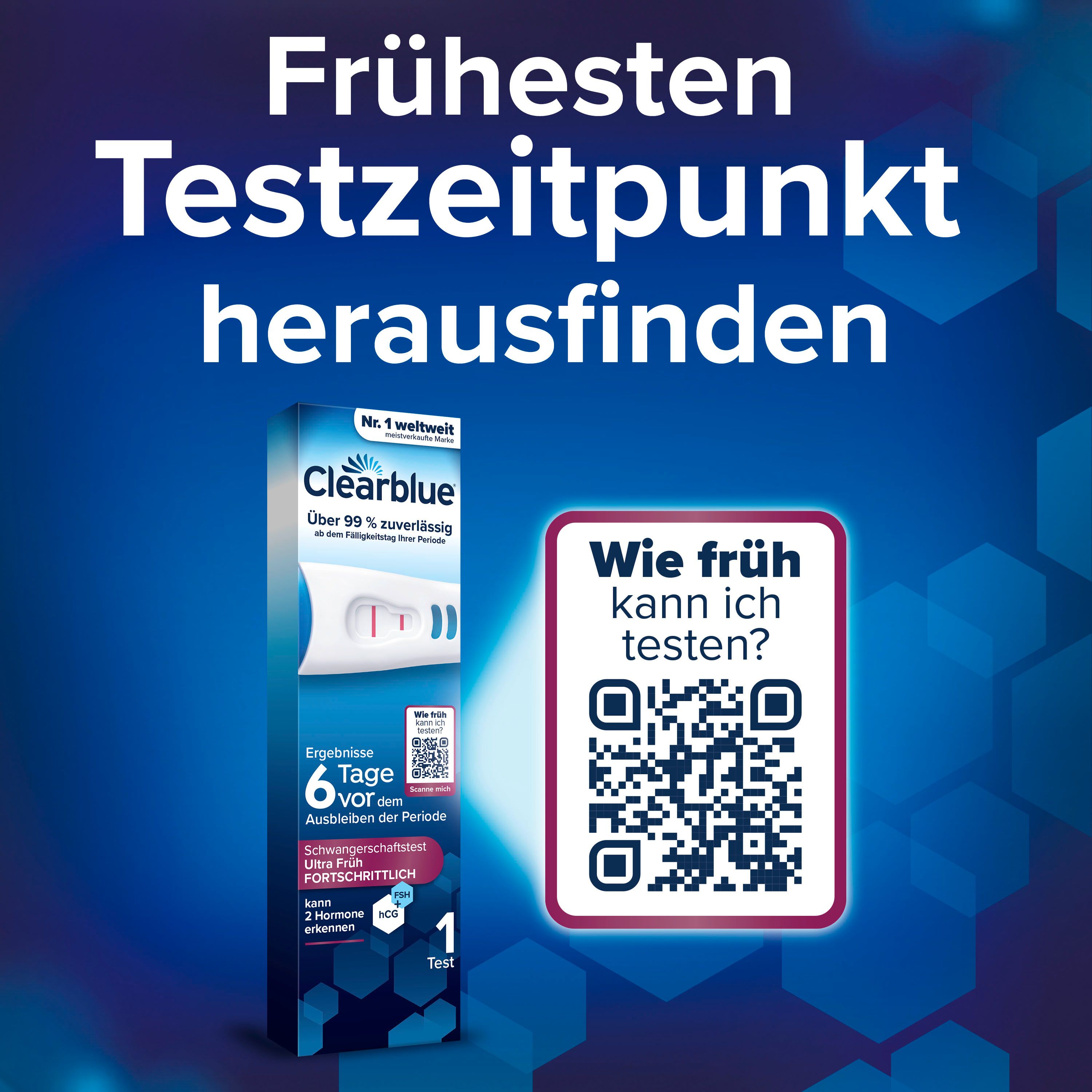 Schwangerschaftstest mit QR-Code. Finden Sie den frühesten Testzeitpunkt heraus.