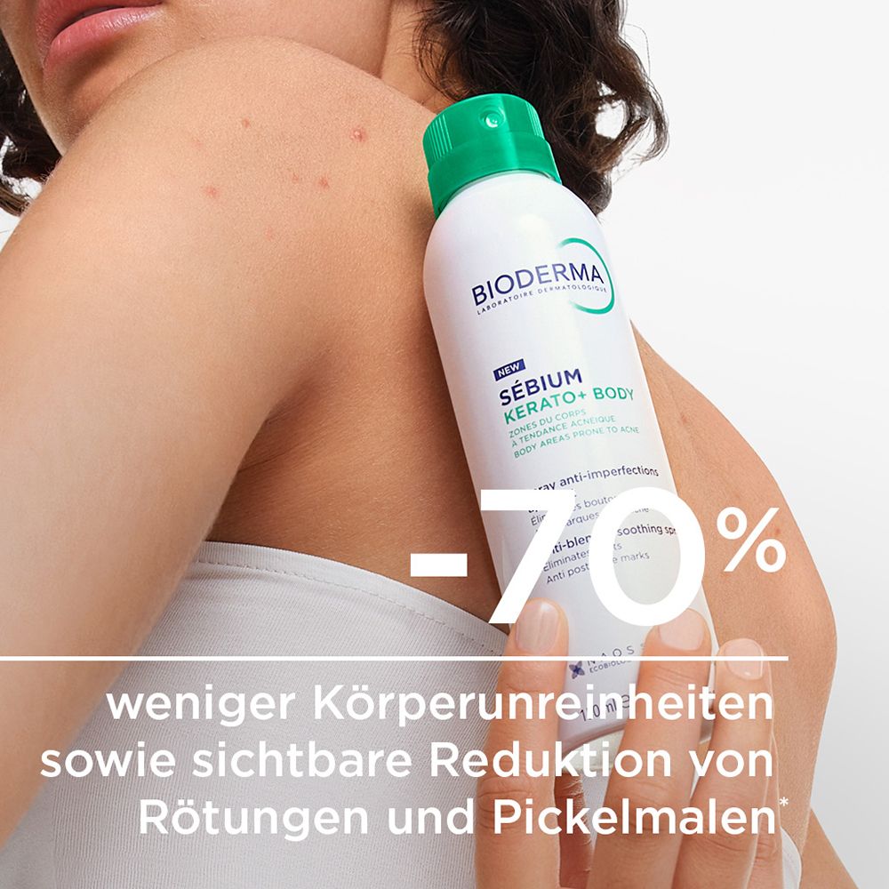 Bioderma Sébium Kerato+ Body Spray mit grünem Deckel, 150ml.