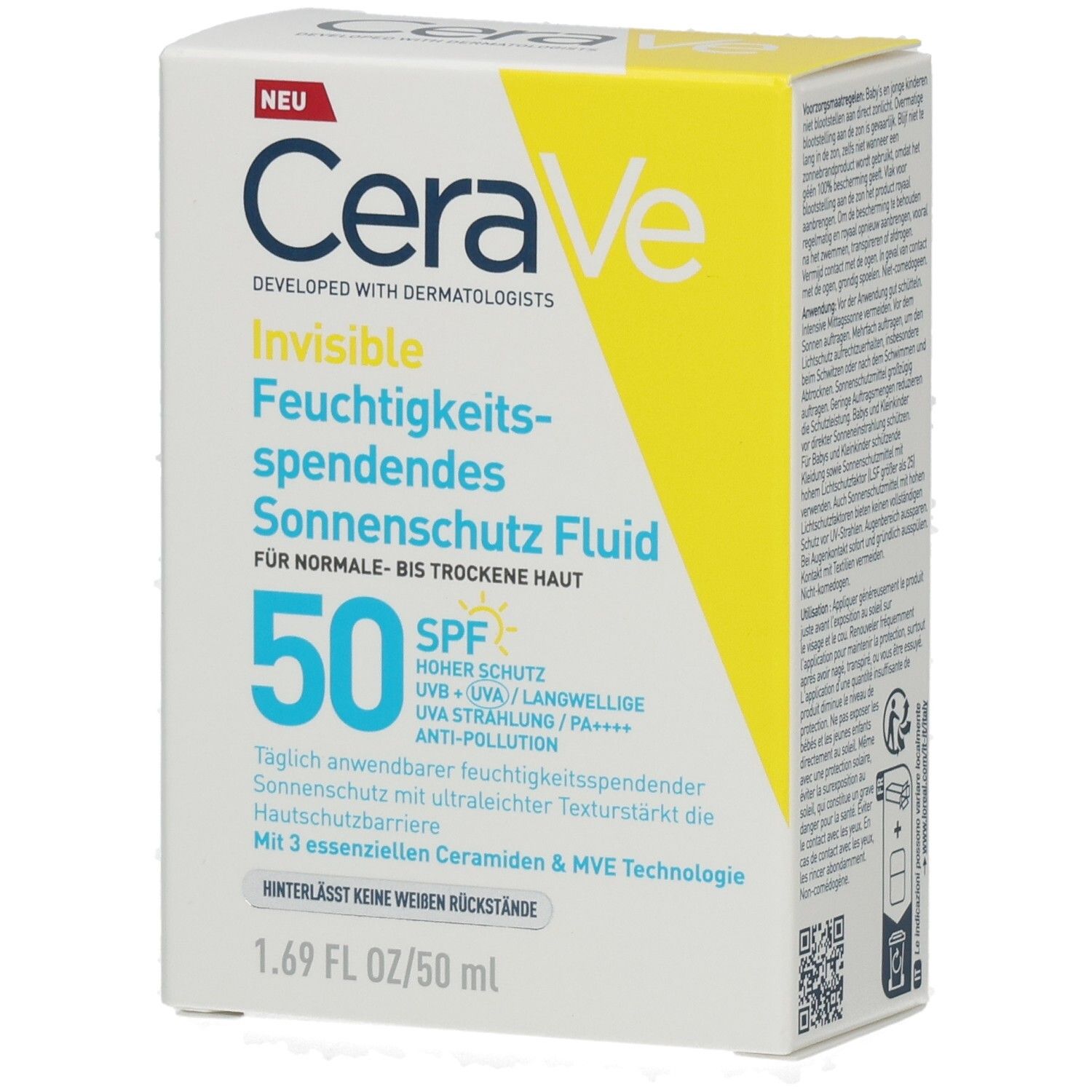 Cerave Sonnenschutz Fluid Invisi.feuchtigk.SPF 50 ml Flüssigkeit