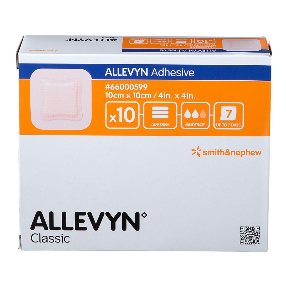 Allevyn Adhesive 10x10 cm haftende Wundauflage 10 St Verband