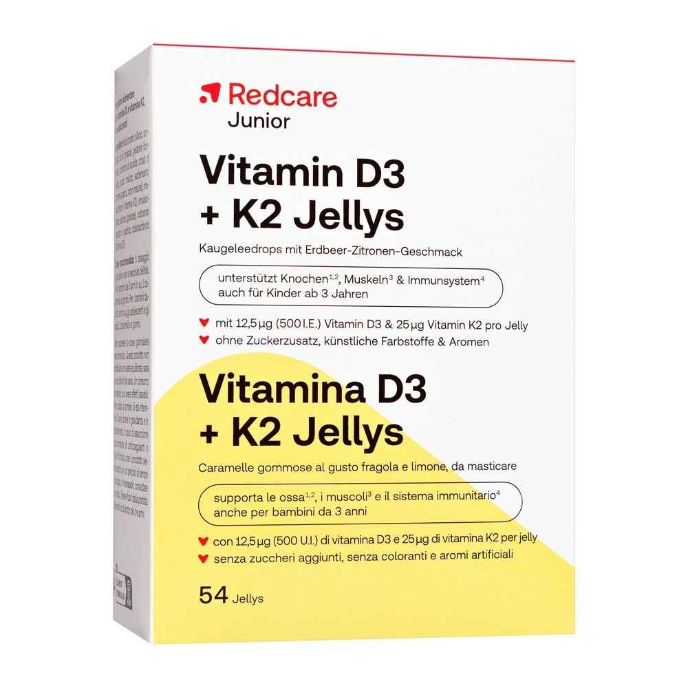 Redcare Vitamin D3 + K2 Jellies Kaugummis, 54 Stück.