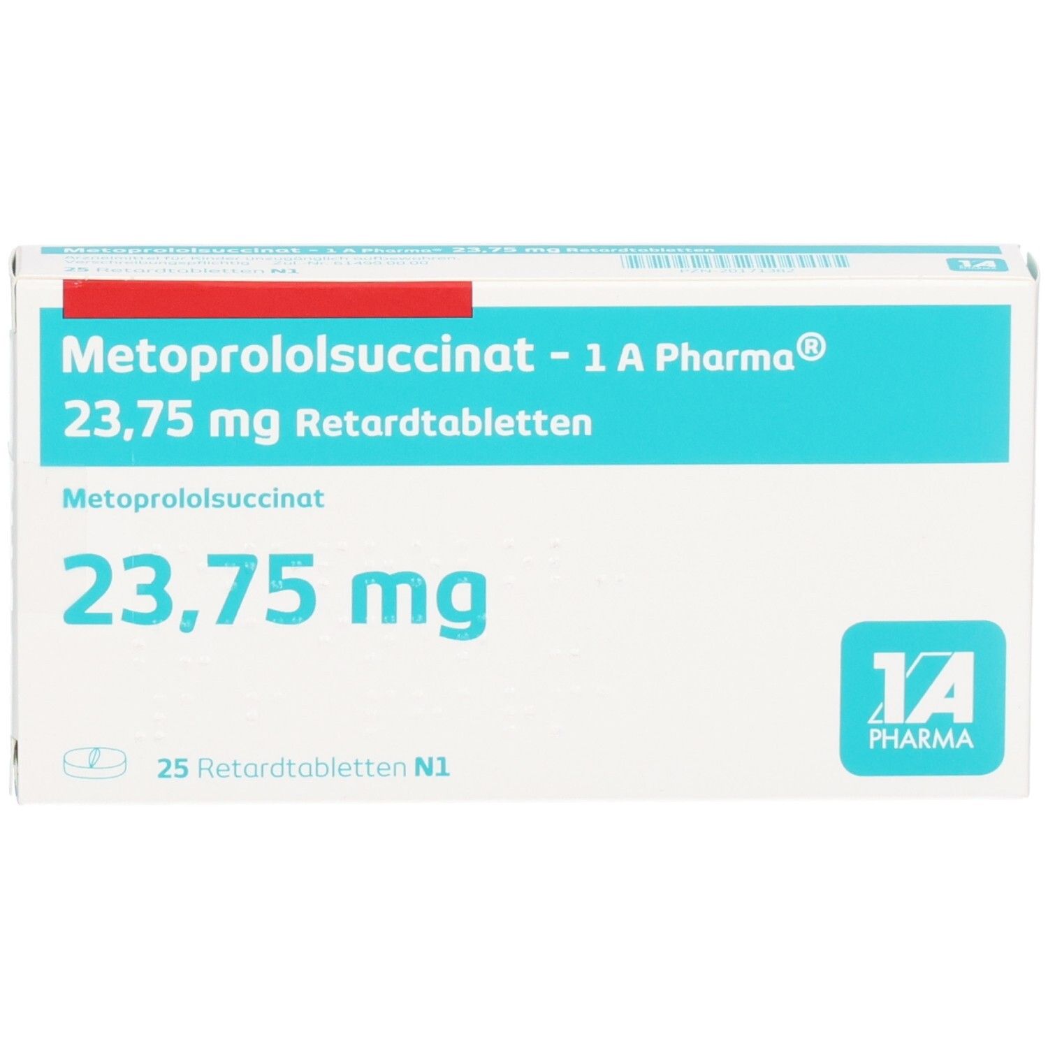 Metoprololsuccinat 23,75 mg Retardtabletten von 1 A Pharma.