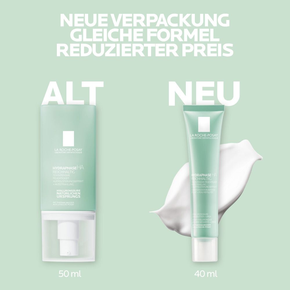 Vergleich: Alte und neue Verpackung. Text: Neue Verpackung, gleiche Formel, reduzierter Preis.
