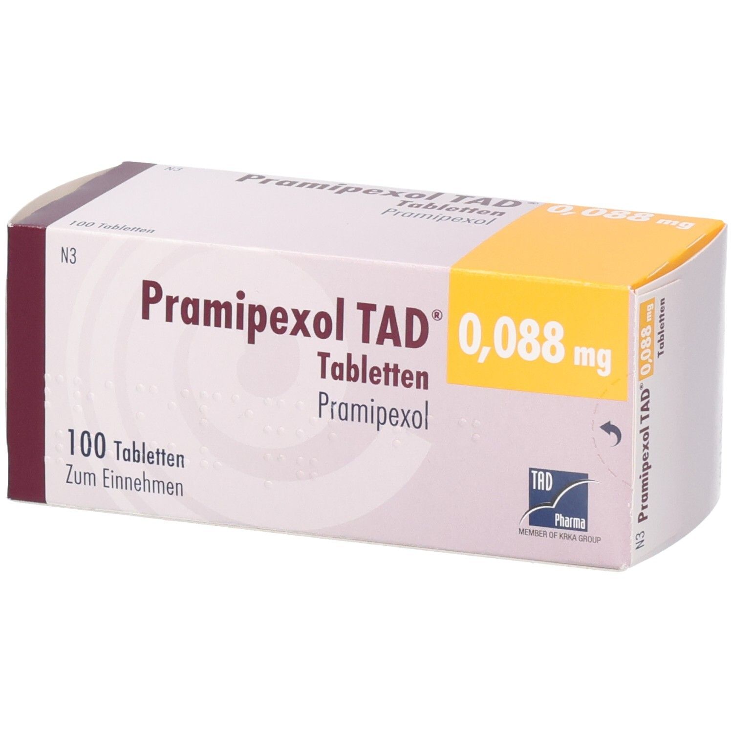 Pramipexol TAD 0,088 mg Tabletten, 100 Stück.