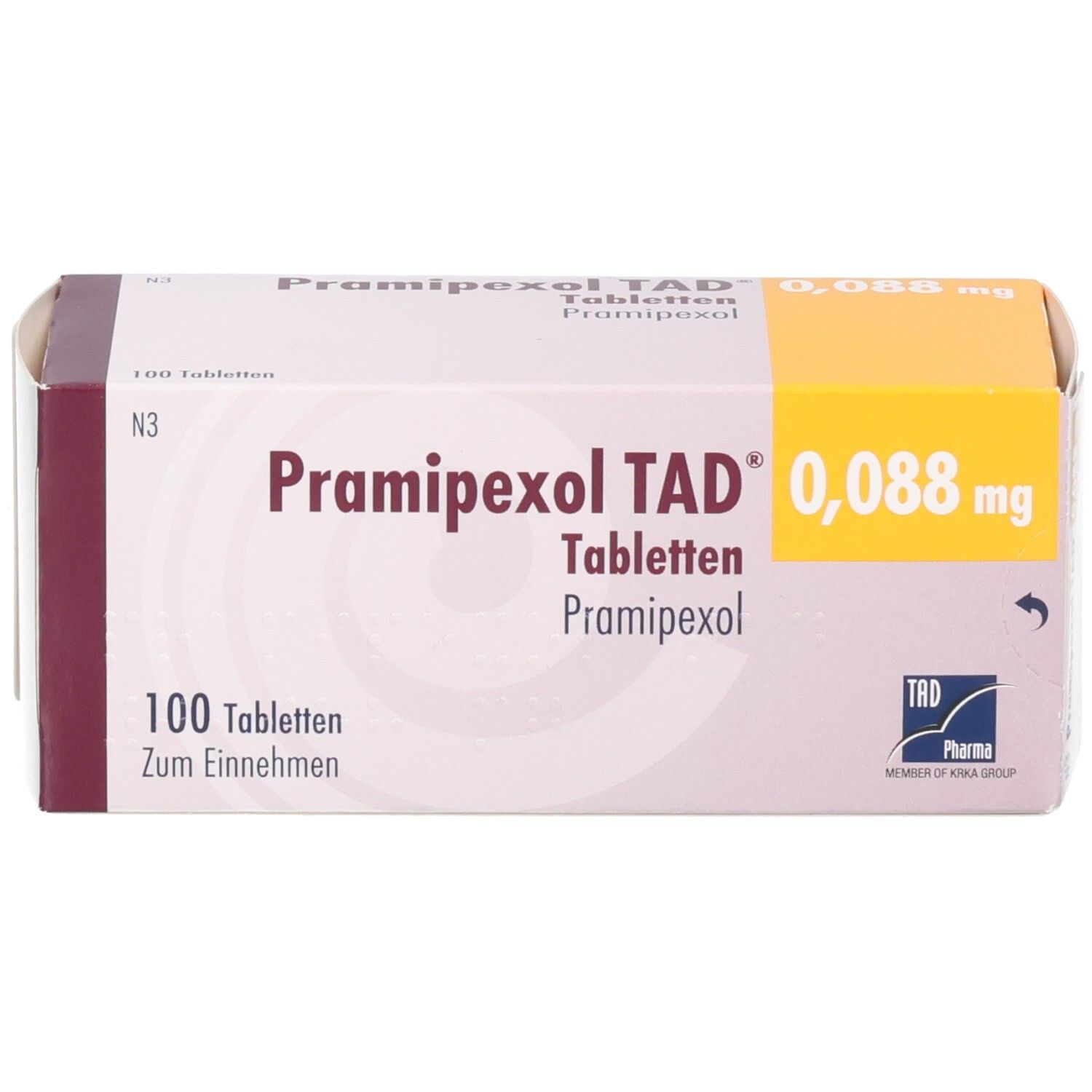 Pramipexol TAD 0,088 mg Tabletten, 100 Stück.