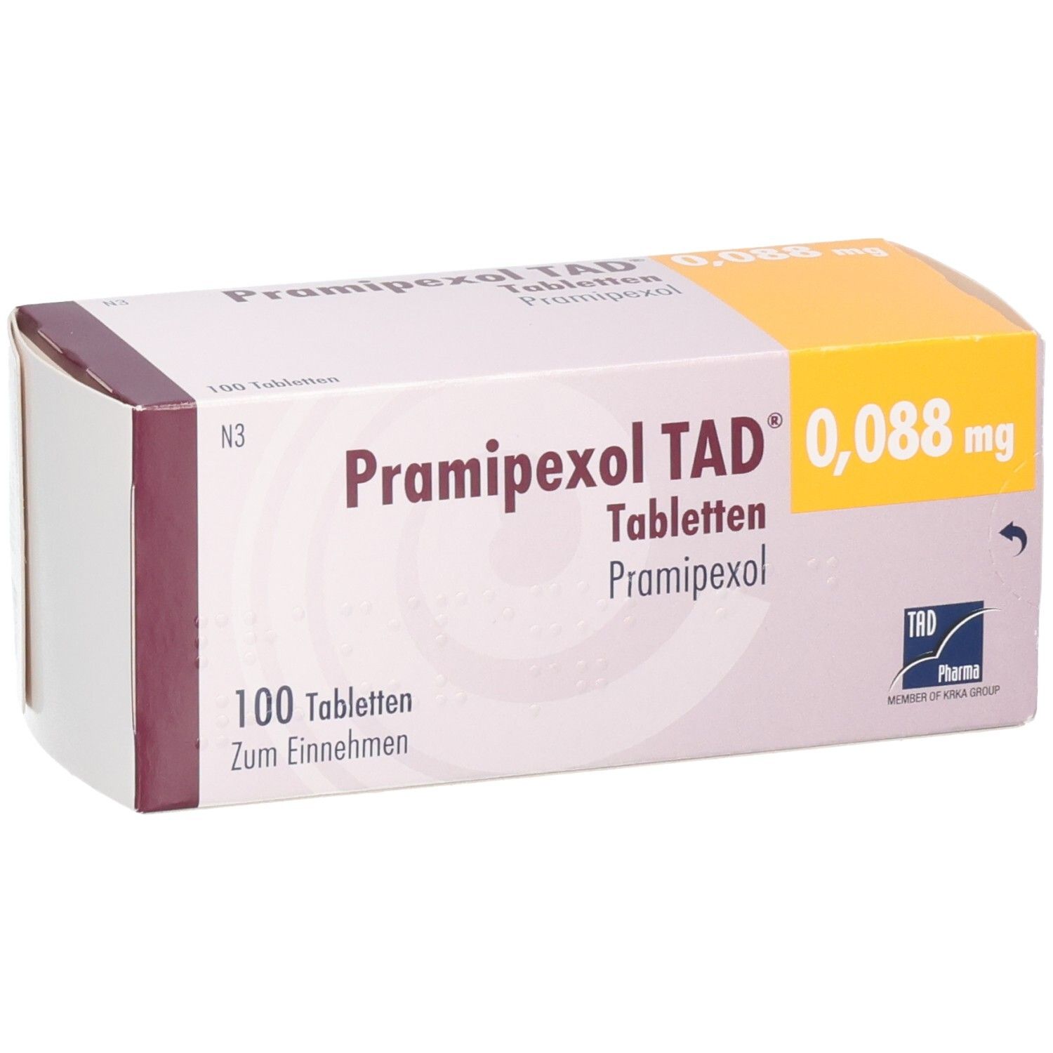 Pramipexol TAD 0,088 mg Tabletten, 100 Stück.