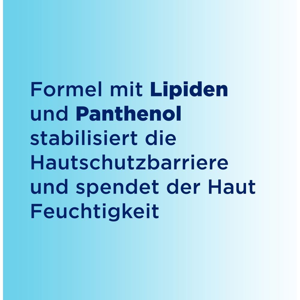 Formel mit Lipiden und Panthenol stabilisiert die Hautschutzbarriere und spendet Feuchtigkeit.