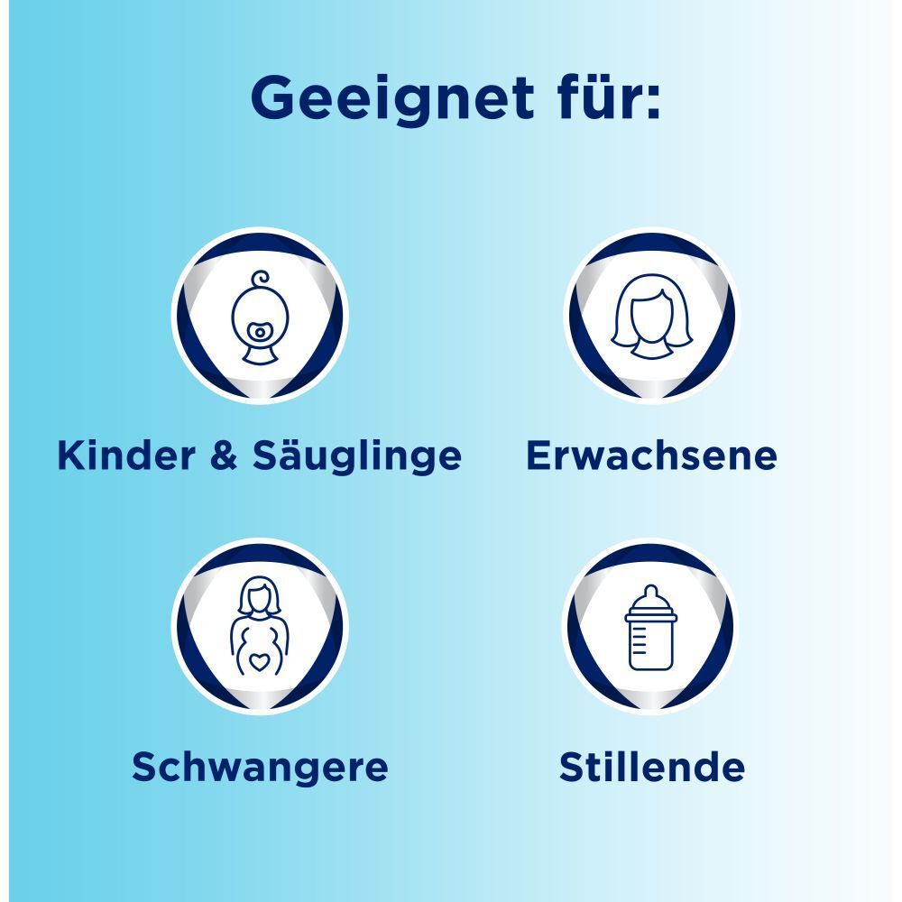 Geeignet für Kinder, Säuglinge, Erwachsene, Schwangere und Stillende.