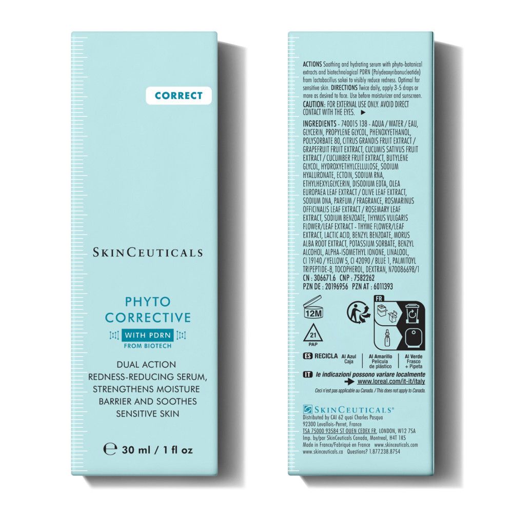 Skinceuticals Phyto Corrective Serum Flasche und Verpackung. Enthält 30 ml.